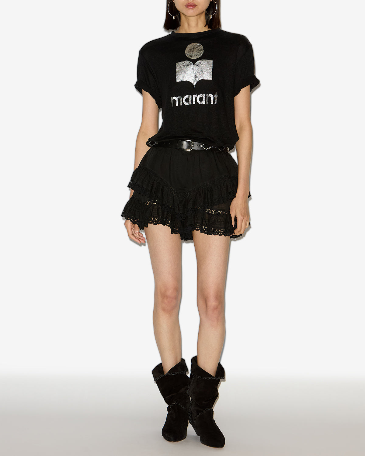 T-shirt Zewel en lin — Noir, vue 2 ; référence TS0001FBA1N10E01BK