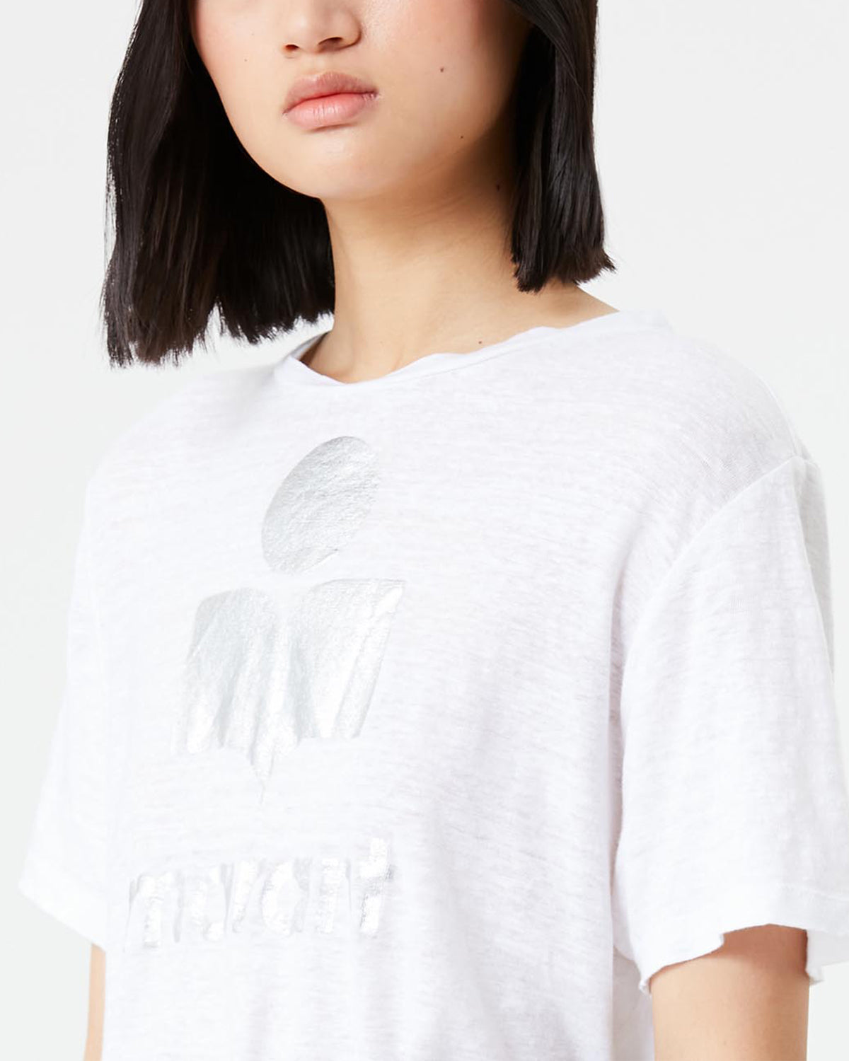 T-shirt Zewel en lin — Blanc, vue 3 ; référence TS0001FAA1N10E20WH