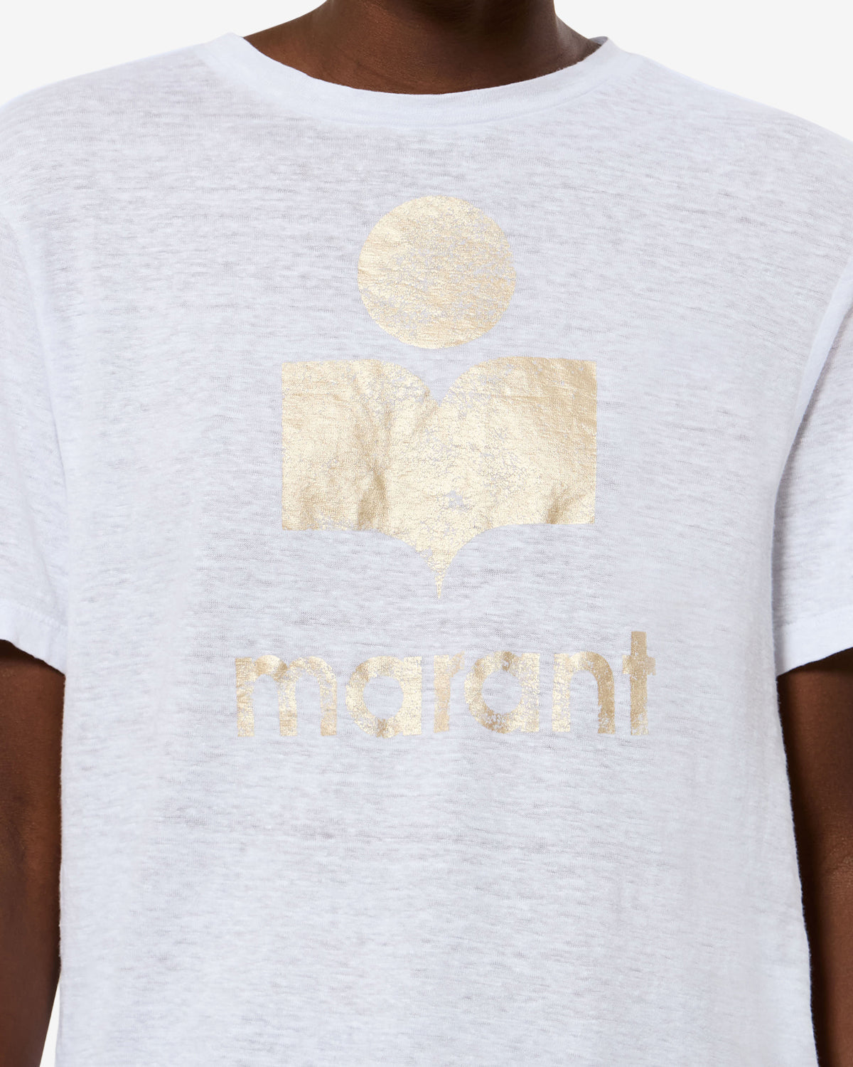 T-shirt Zewel en lin — Blanc-doré, vue 3 ; référence TS0001FBA1N10EWHLG
