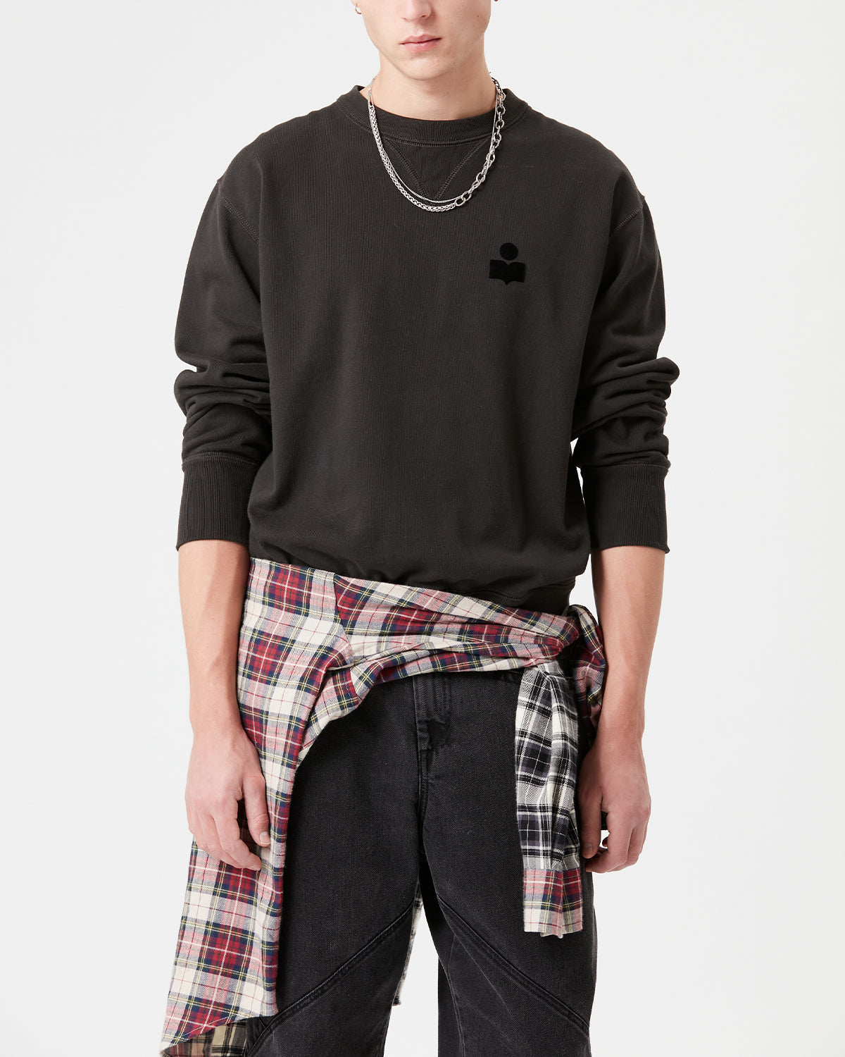Sweatshirt Mike — Noir délavé, vue 1 ; référence SW005700M003H02FK