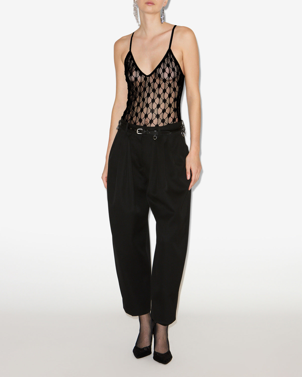 Pantalon Janice en laine — Noir, vue 2 ; référence PA0613FAC4G01I01BK