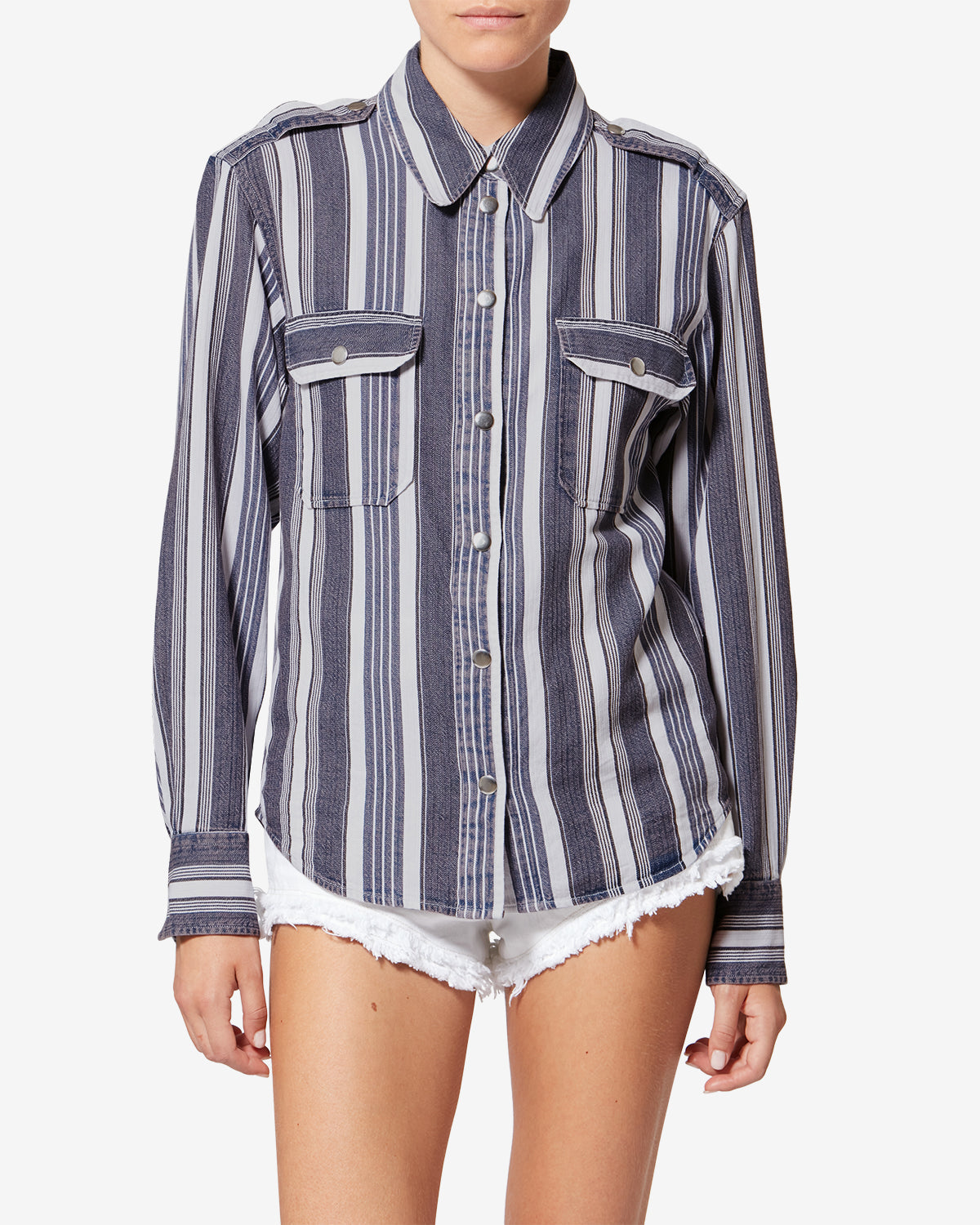 Chemise Gelva — Écru et bleu, vue 1 ; référence CH0299FAD1H03EECBU