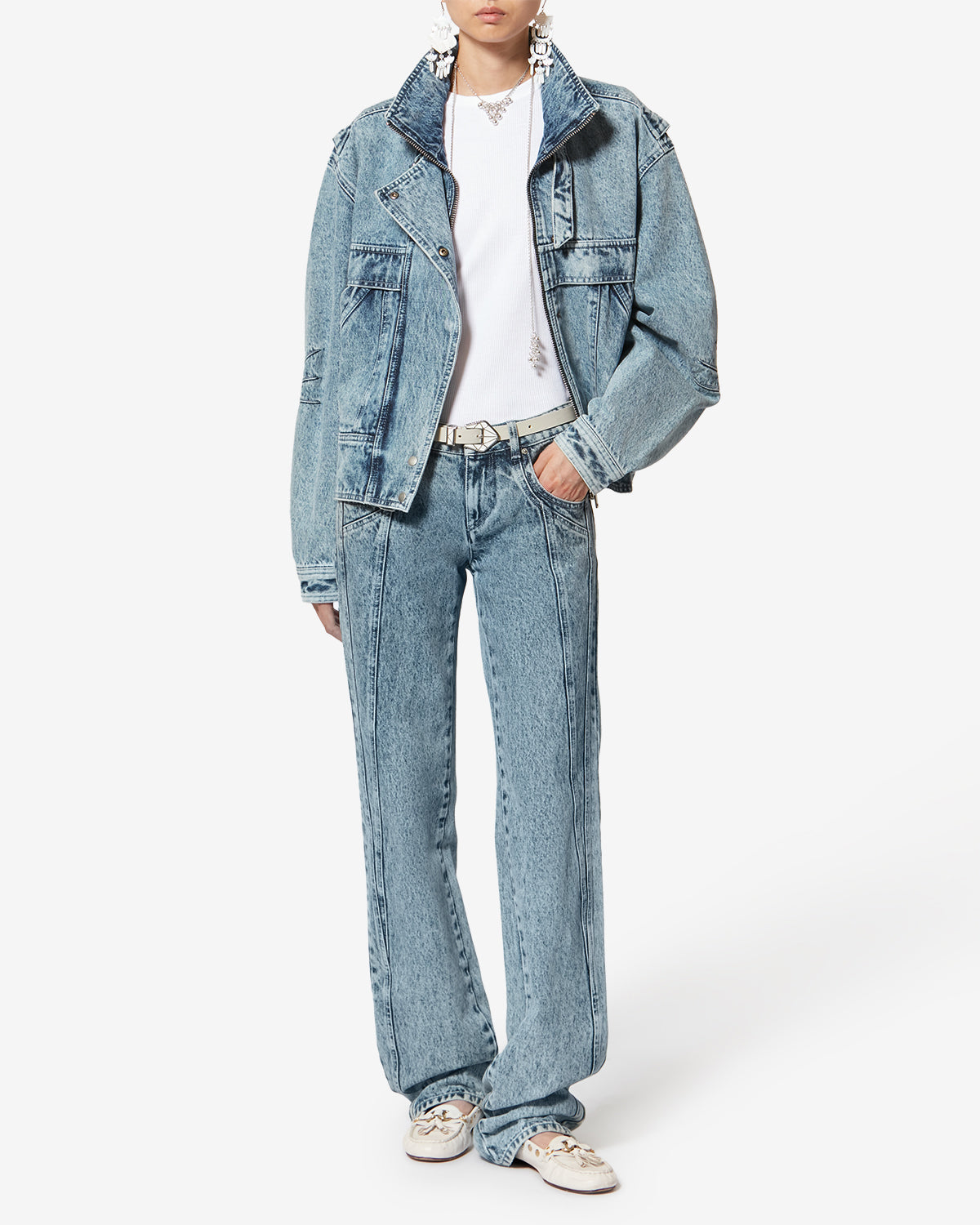 Veste Joseline en denim — Bleu clair, vue 2 ; référence VE0609FAD1H02E30LU