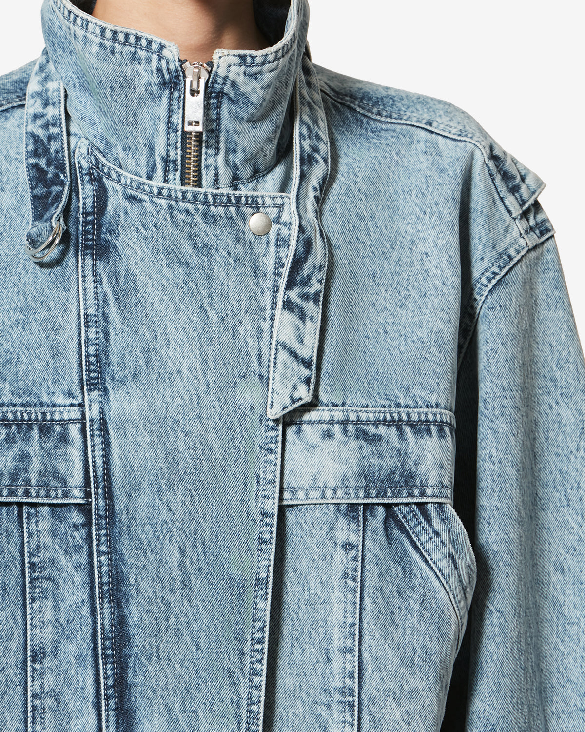 Veste Joseline en denim — Bleu clair, vue 3 ; référence VE0609FAD1H02E30LU
