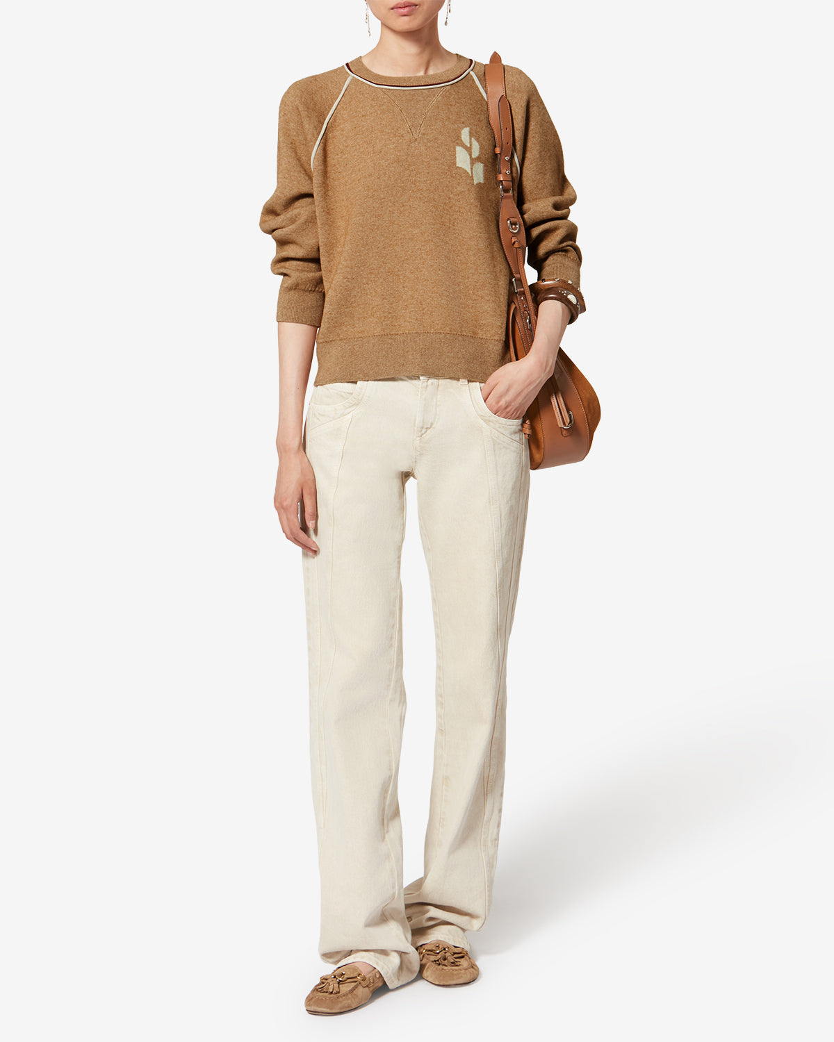 Pull Loriby — Camel-gris clair, vue 2 ; référence PU0856FAD1L11ECMLG