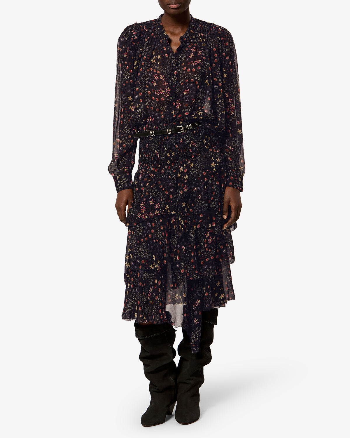 Blouse Florine — Noir et écru, vue 2 ; référence HT0947FAD3J01EBKEC