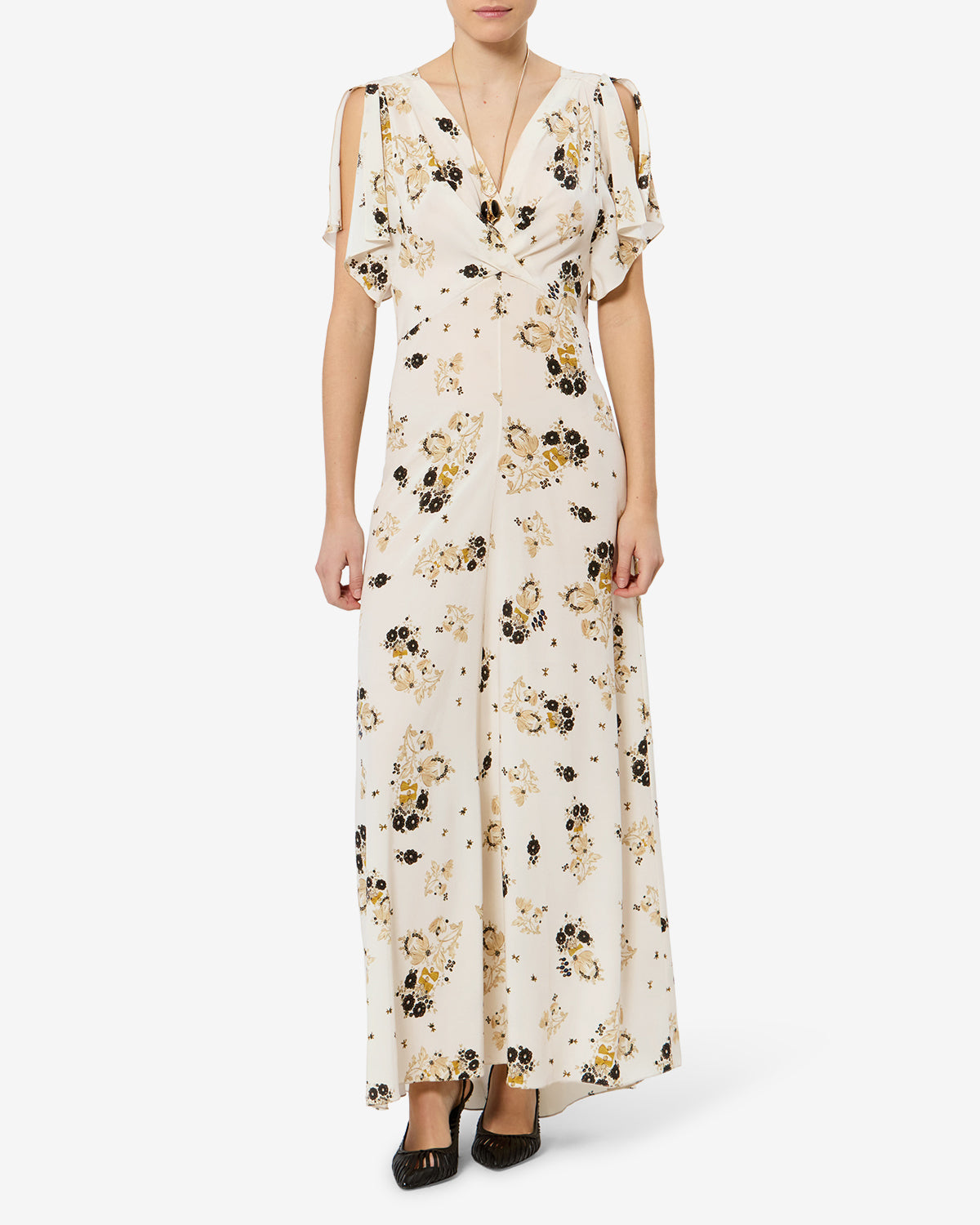 Robe Falja en soie — Écru, vue 1 ; référence RO1097FAD3J07I23EC