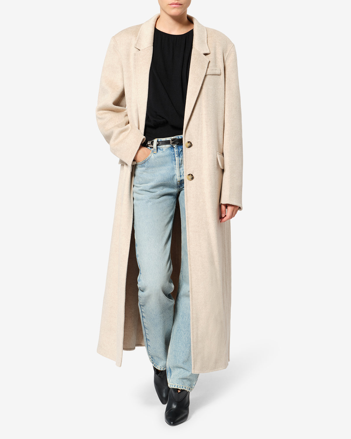 Manteau Clesa en laine — Sable, vue 1 ; référence MA0575FAD3D03I23SD
