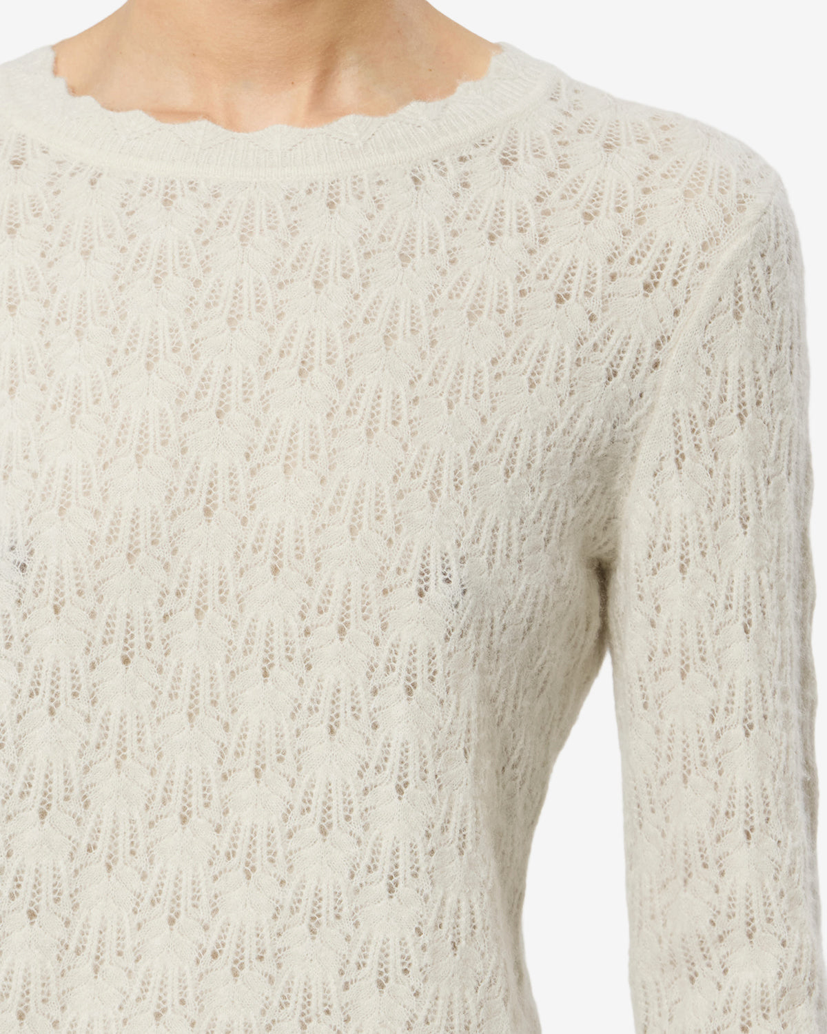 Pull Obeline en alpaga — Écru, vue 3 ; référence PU0726FAA1L68E23EC