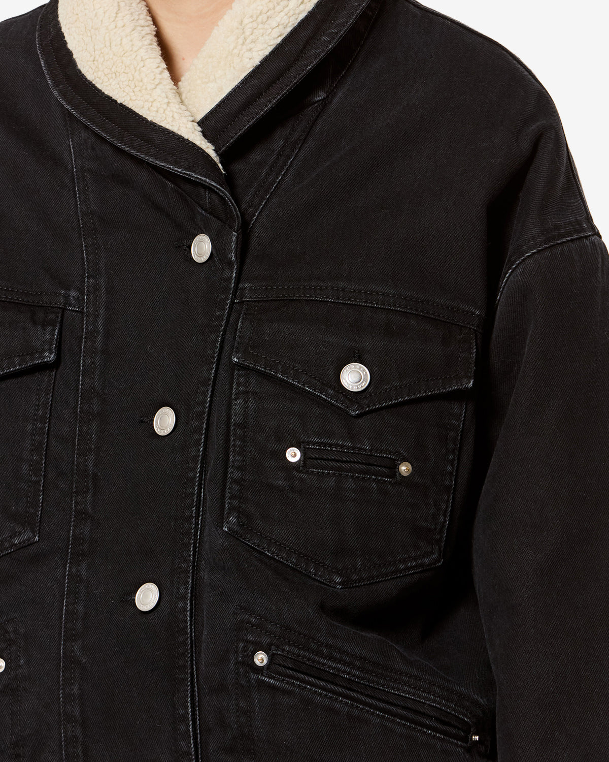 Veste Pimia en denim — Noir délavé, vue 3 ; référence VE0525FAD1H04I02FK