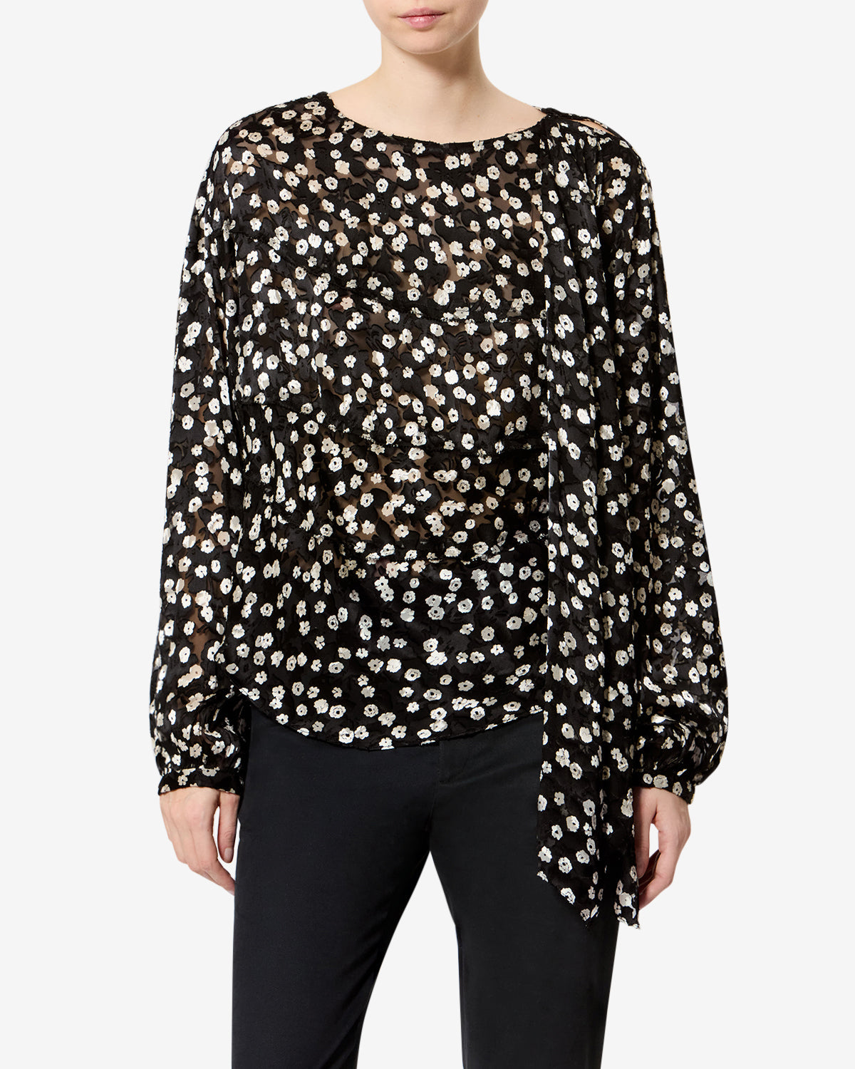 Blouse Firma — Noir et écru, vue 1 ; référence HT0938FAD3J14IBKEC