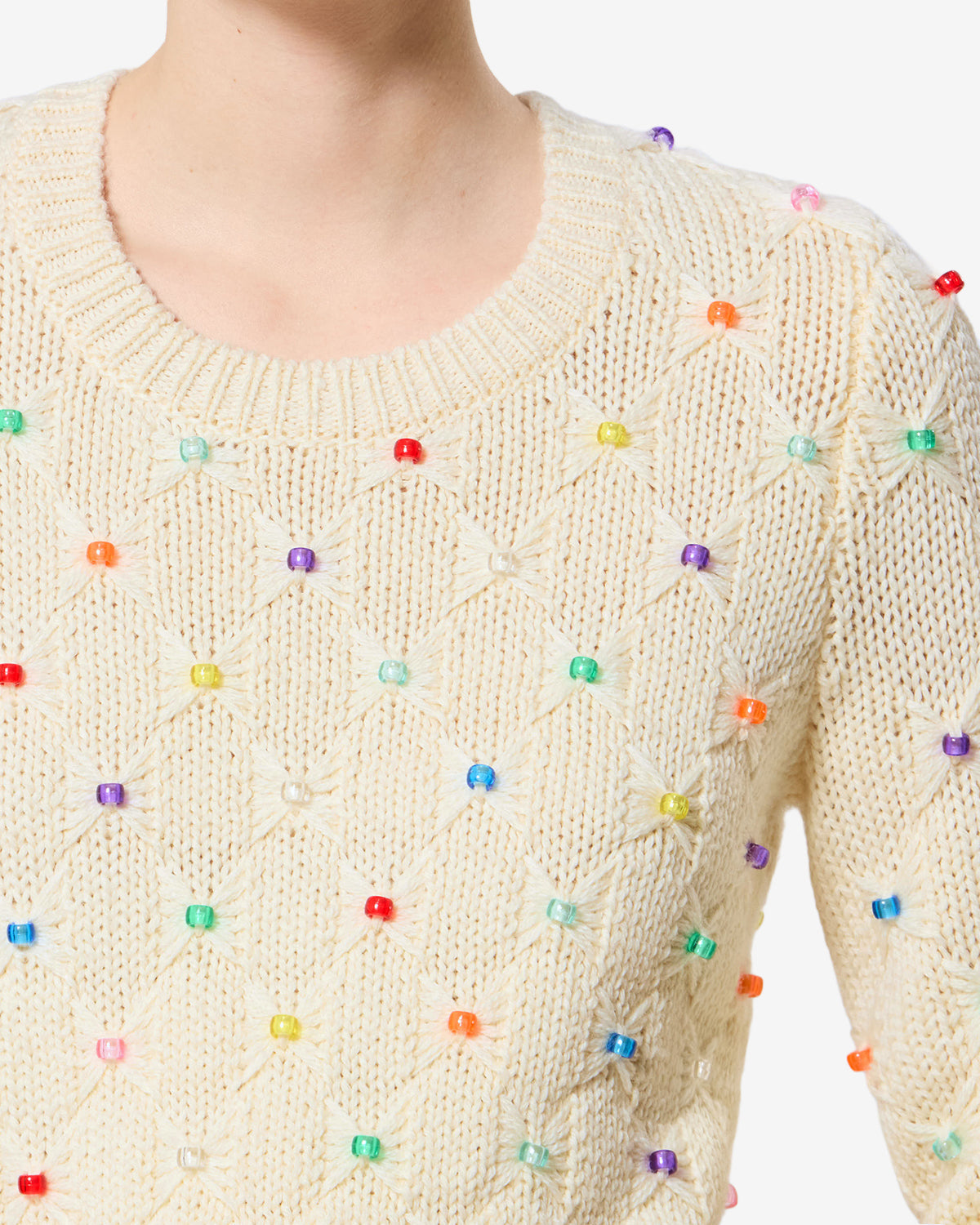Pull Priyanka en laine — Écru-multicolore, vue 3 ; référence PU0917FAD3L09EECMU