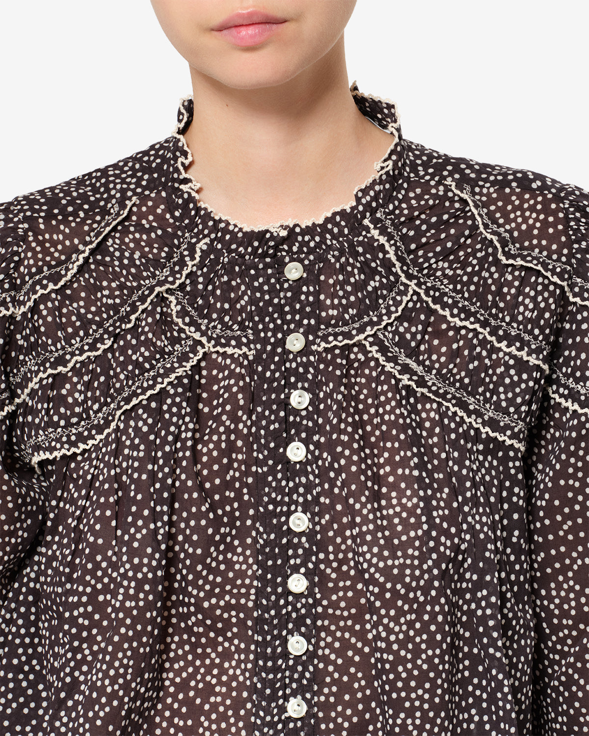 Blouse Christa — Noir et écru, vue 3 ; référence HT0681FAD3J03EBKEC
