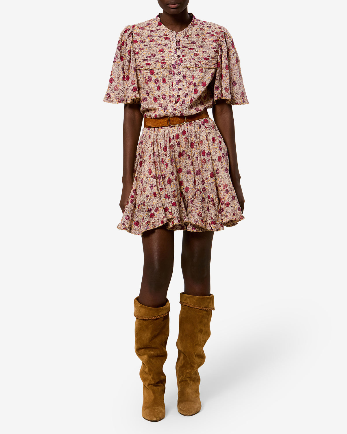 Robe Daynia — Écru-framboise, vue 2 ; référence RO1165FAD3J03EECRY