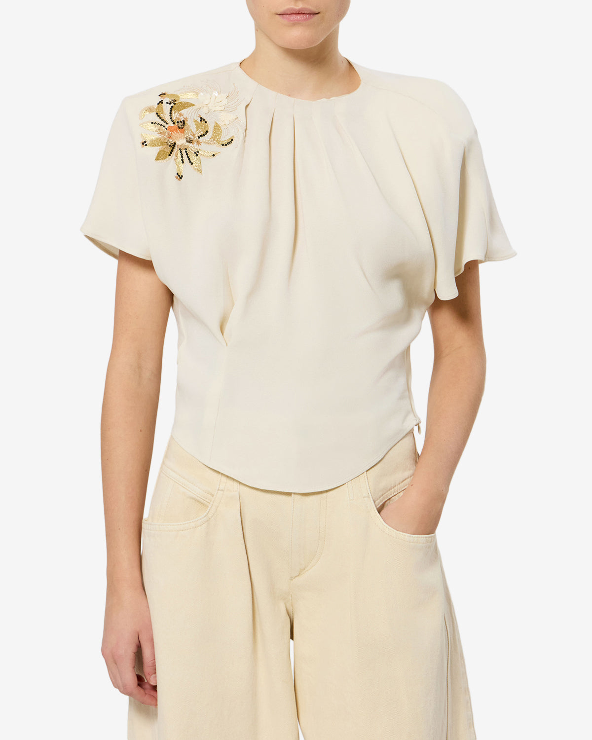 Top Sakine — Écru, vue 1 ; référence HT0959FAD3J04I23EC