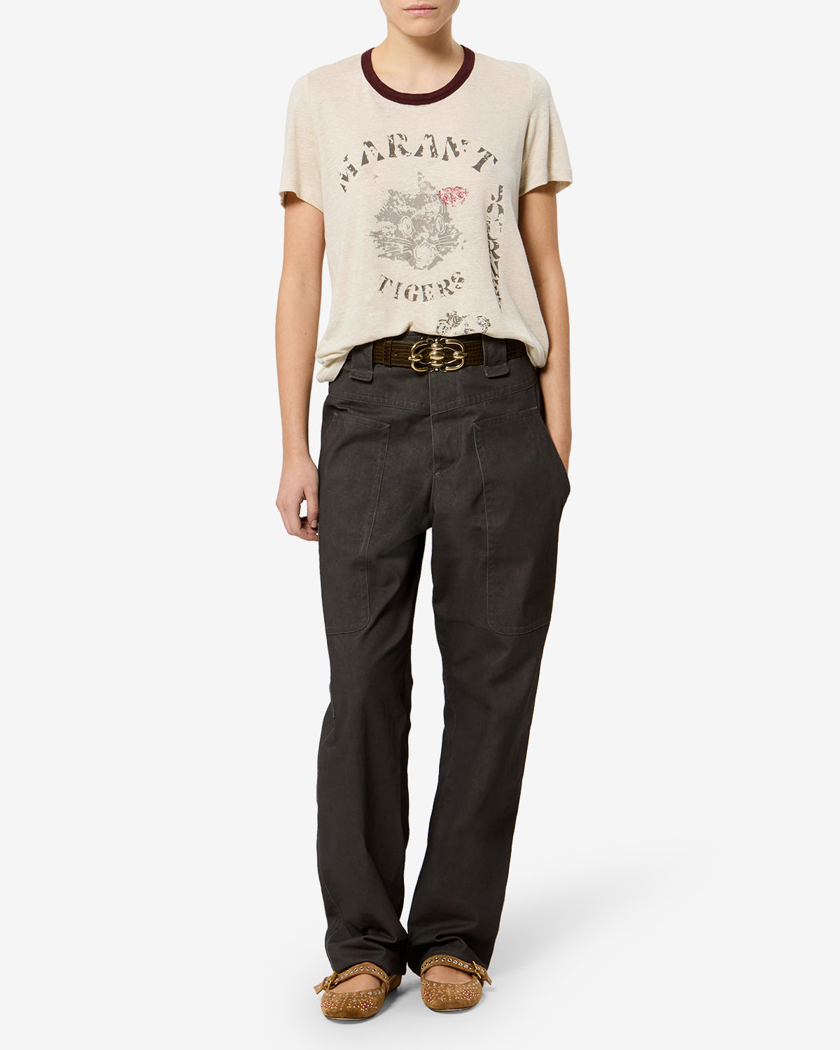T-shirt Kiliann en lin — Beige clair, vue 2 ; référence TS0016FAD3N06E90LB