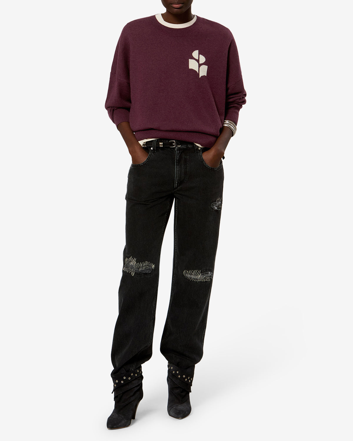 Pull Marisans — Bordeaux, vue 2 ; référence PU0053FAA1X05E80BY