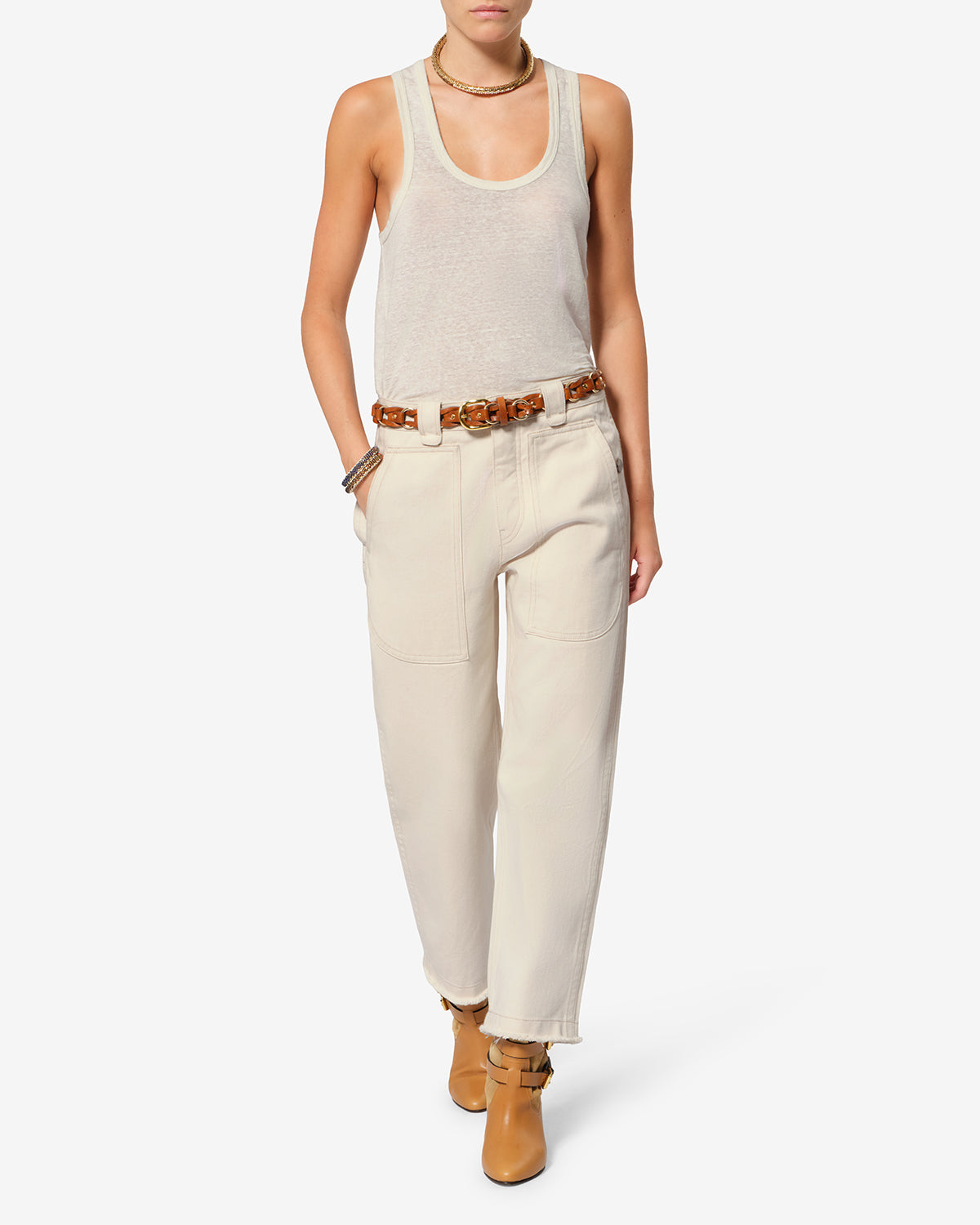 Pantalon Ermina — Écru, vue 2 ; référence PA0709FAD3H02E23EC