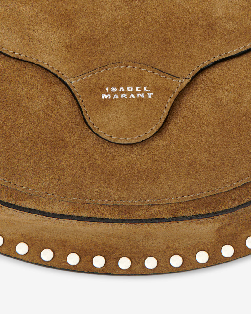 Sac Moon Pocket en cuir velours — Taupe, vue 1 ; référence PP0511FAA3C32M50TA
