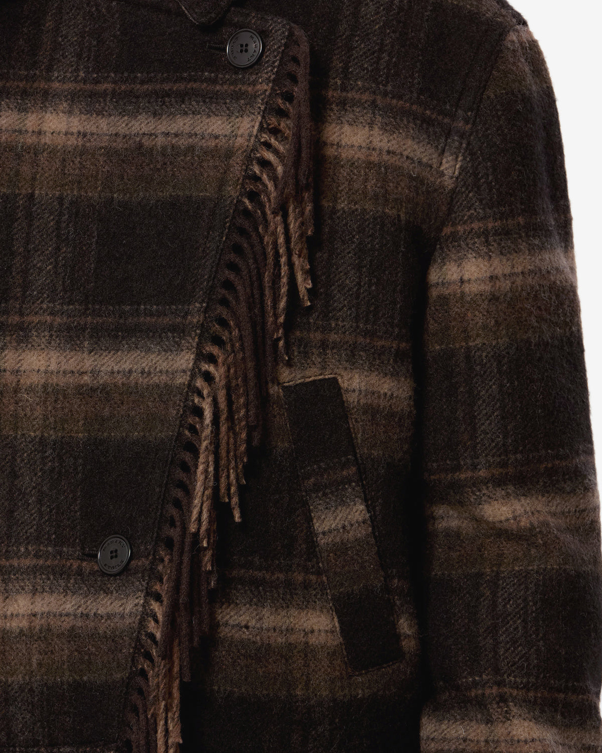 Manteau Galeane en laine — Noir / Kaki, vue 3 ; référence MA0571FAD3D01EBKKI