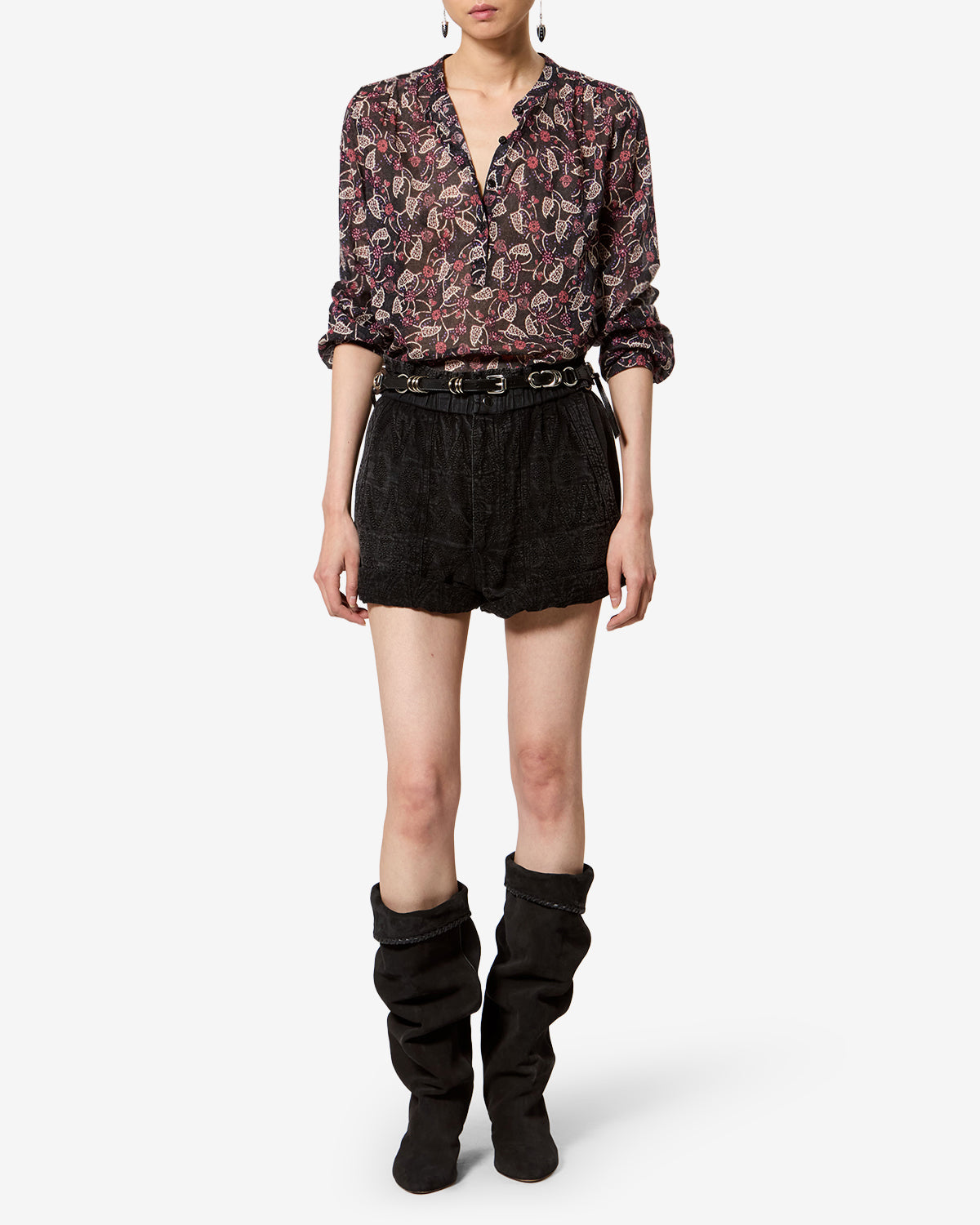 Blouse Maria — Noir / Framboise, vue 2 ; référence HT0029FAD3J03EBKRY