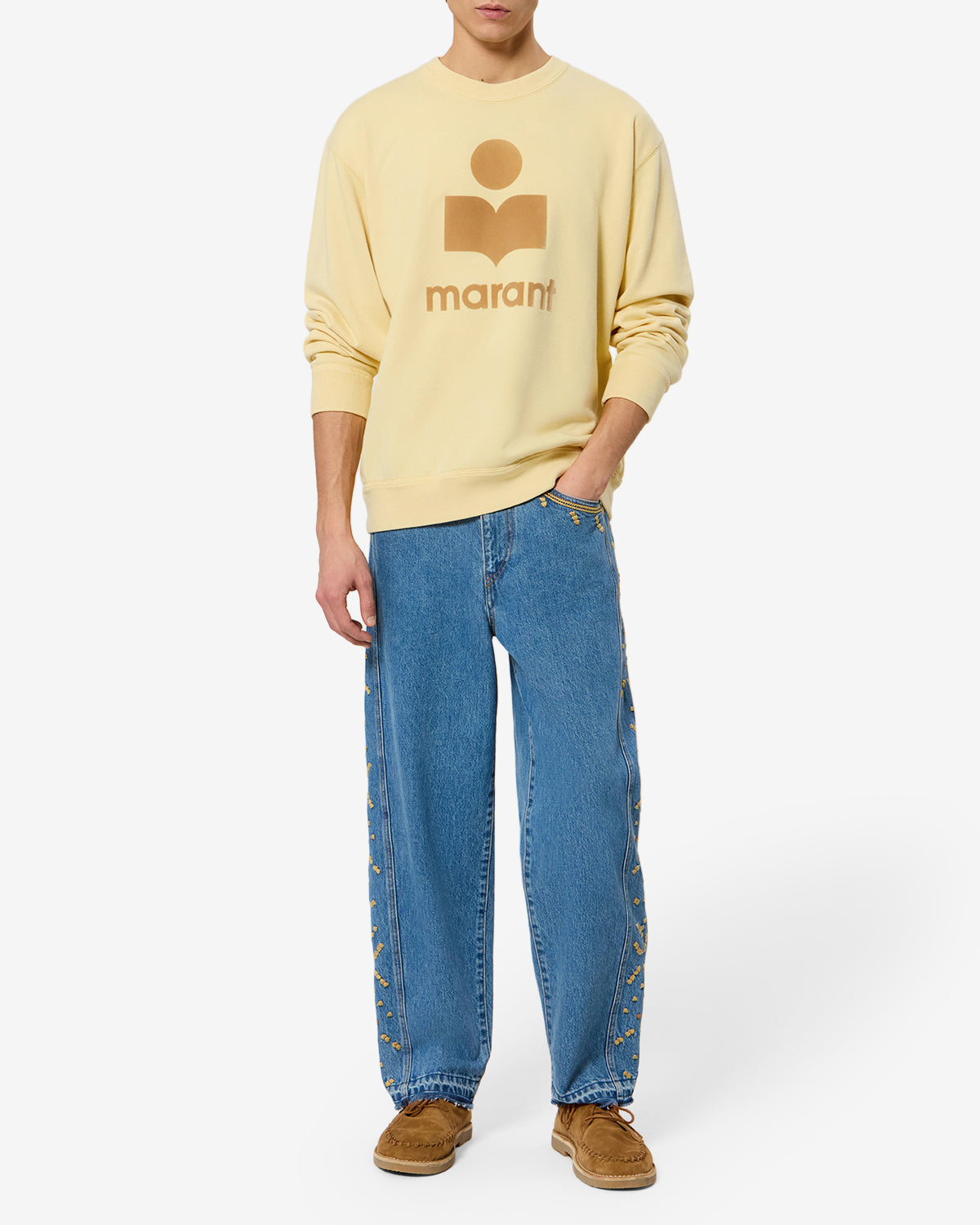 Sweatshirt Mikoy — Jaune clair / Beige, vue 2 ; référence SW0029HAD1M07HLWBE