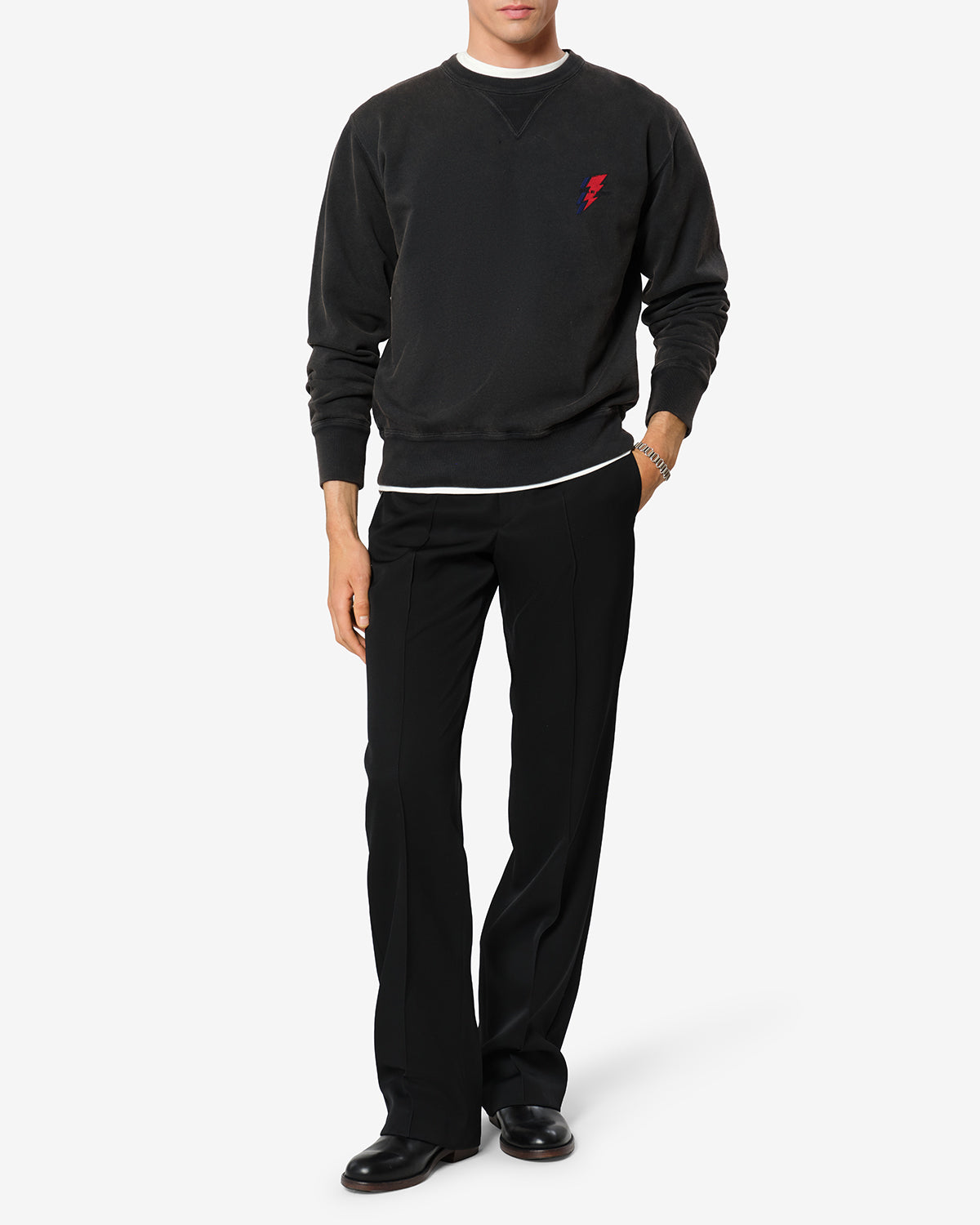 Sweatshirt Mike — Noir délavé, vue 2 ; référence SW0030HAD4M03H02FK