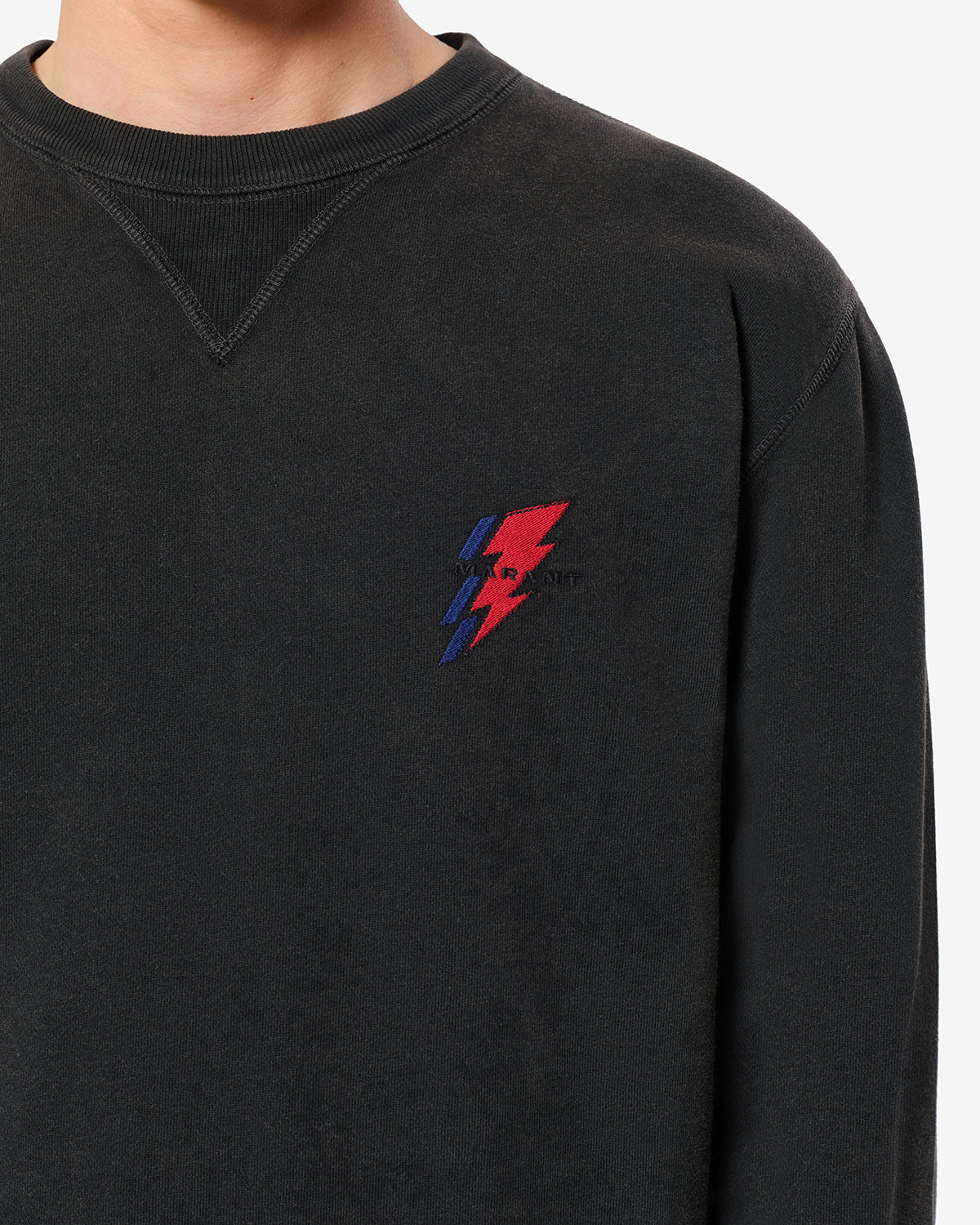 Sweatshirt Mike — Noir délavé, vue 3 ; référence SW0030HAD4M03H02FK