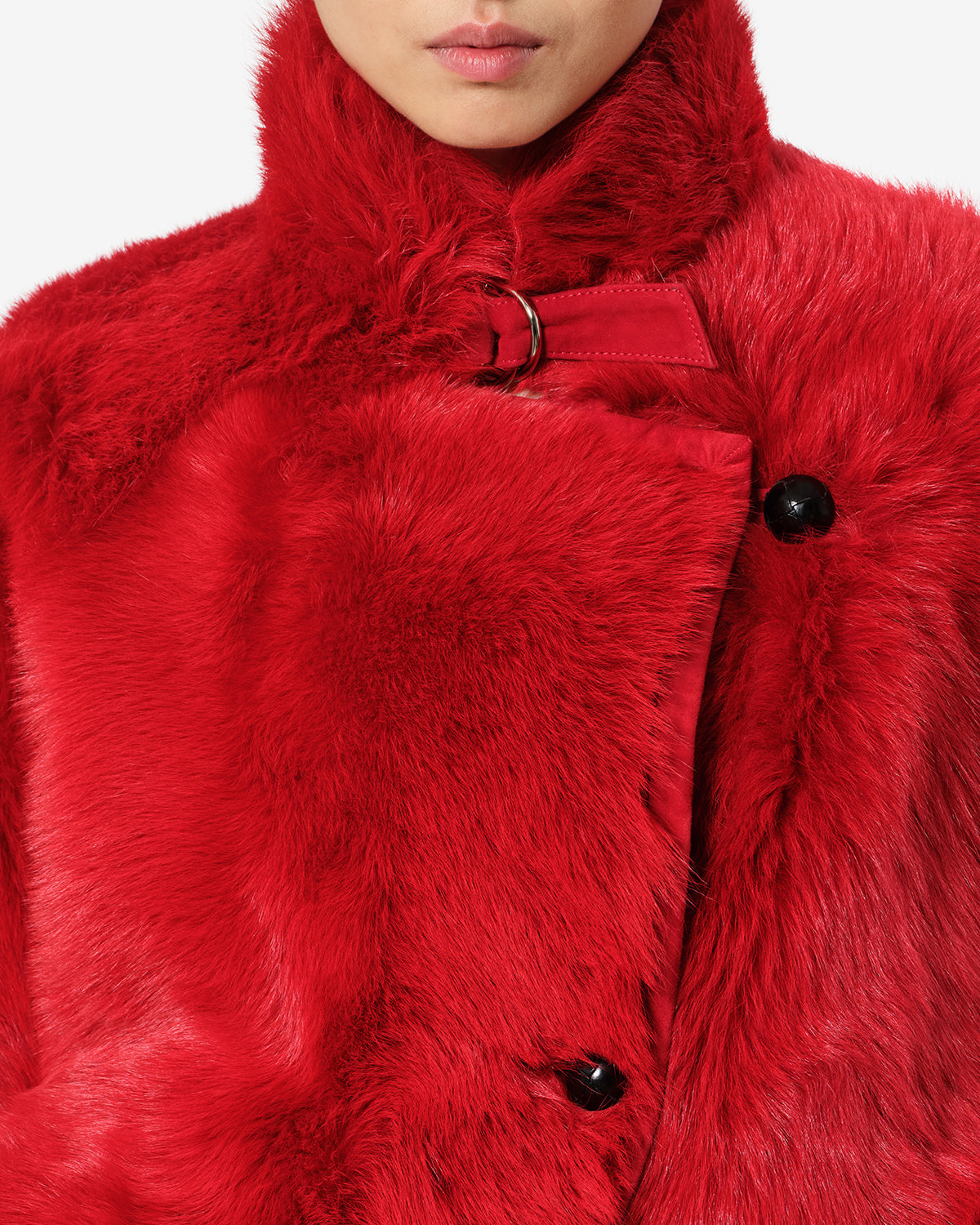 Manteau Roama en peau lainée — Rouge, vue 3 ; référence MA0590FFD4A01I70RD