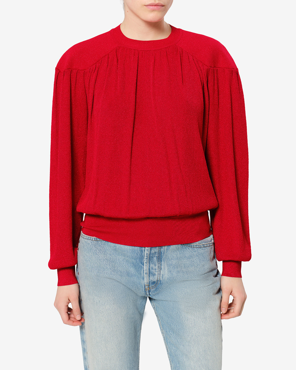Pull Enza en maille lurex — Rouge profond, vue 1 ; référence PU0981FAD4L05I70DD