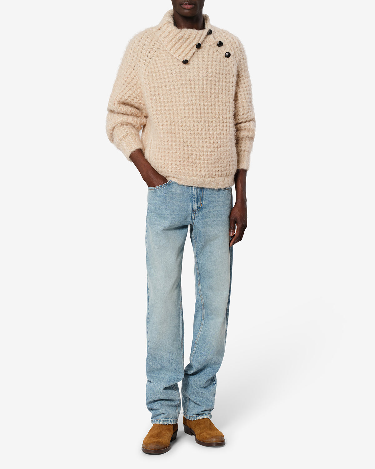 Pull Lyas en alpaga — Beige, vue 2 ; référence PU1003HAD4L01H90BE