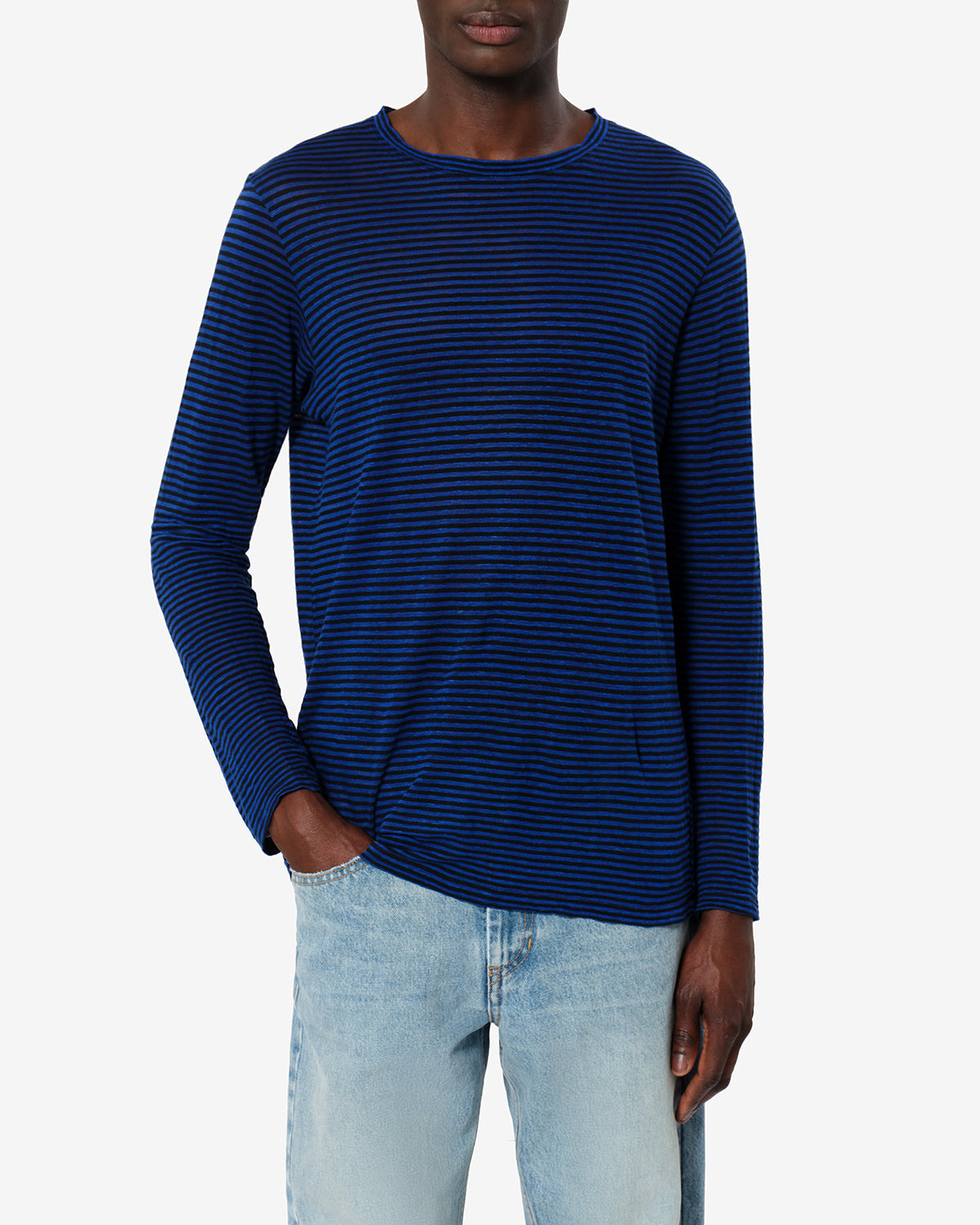 T-shirt Leighton en lin — Bleu, vue 1 ; référence TS0062HBC1N10H30BU
