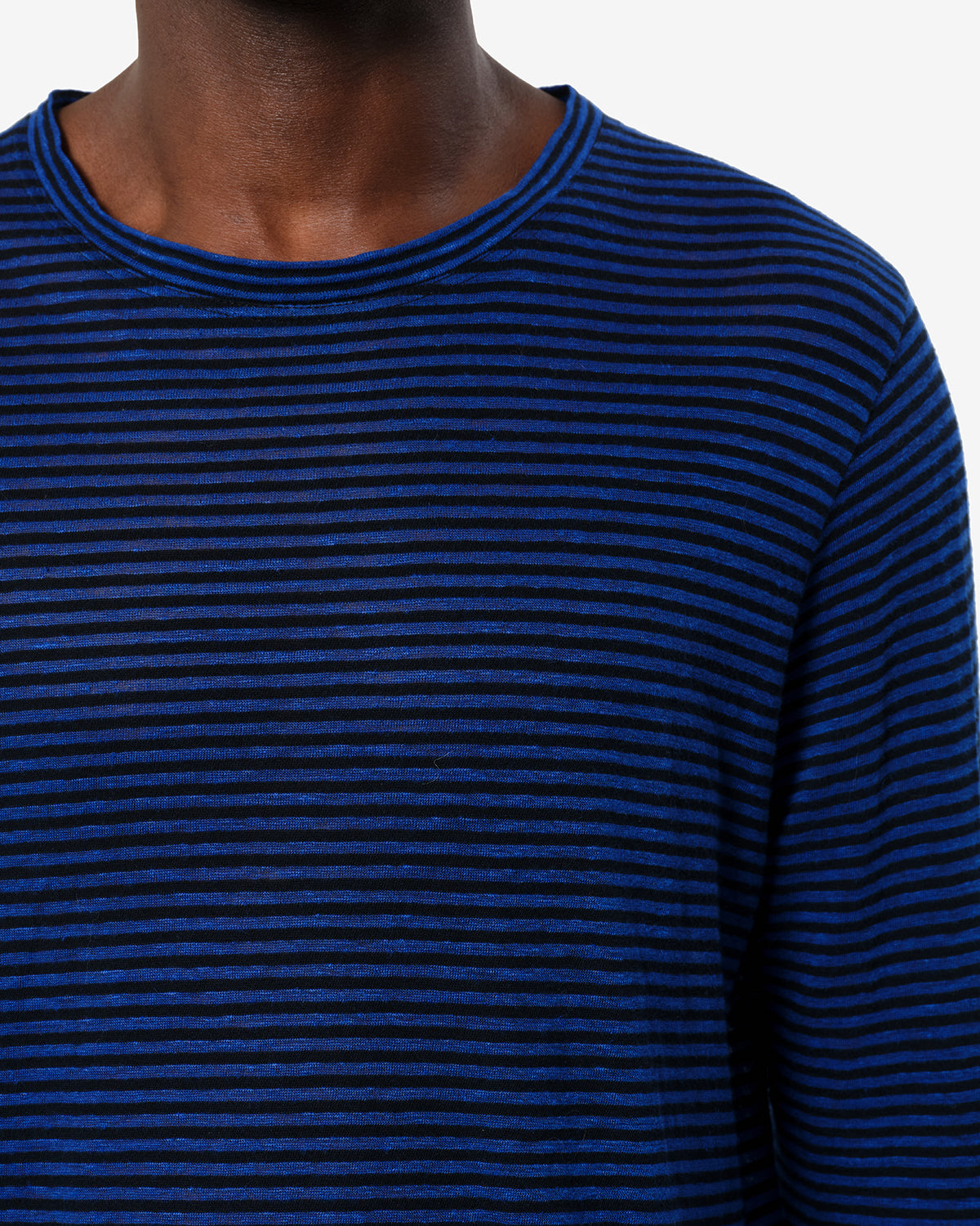 T-shirt Leighton en lin — Bleu, vue 3 ; référence TS0062HBC1N10H30BU