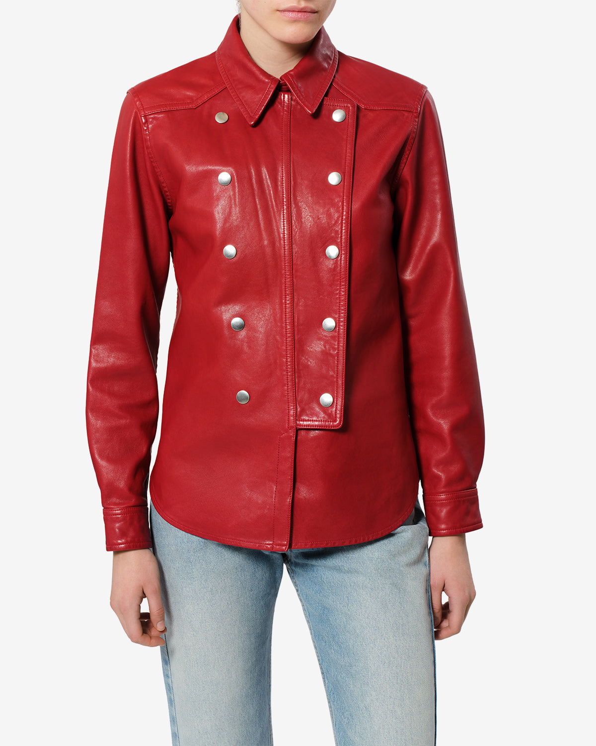 Chemise Valdy en cuir — Rouge, vue 1 ; référence CH0365FAD4B06I70RD