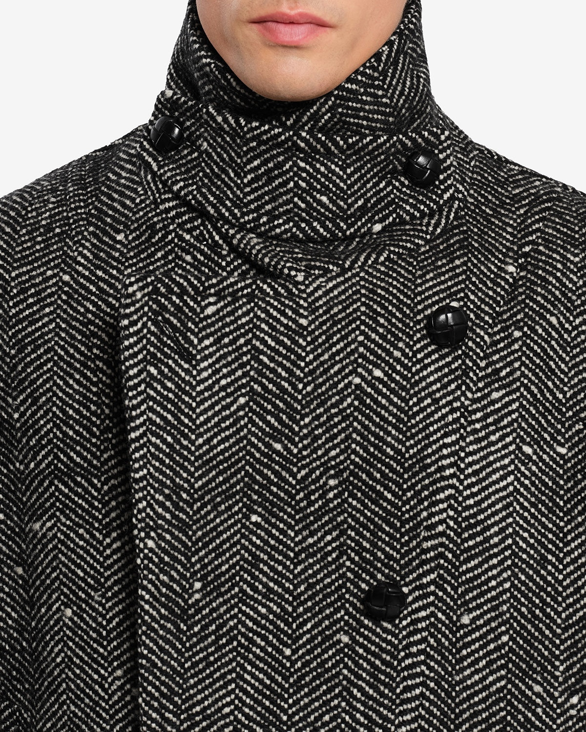 Manteau Ethan en laine — Écru et noir, vue 3 ; référence MA0608HAD4D03HECBK