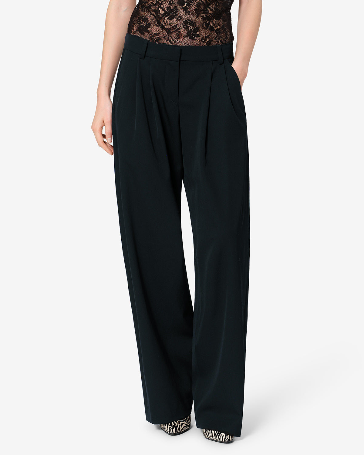 Pantalon Lyda en laine — Noir, vue 1 ; référence PA0803FAD4F01I01BK