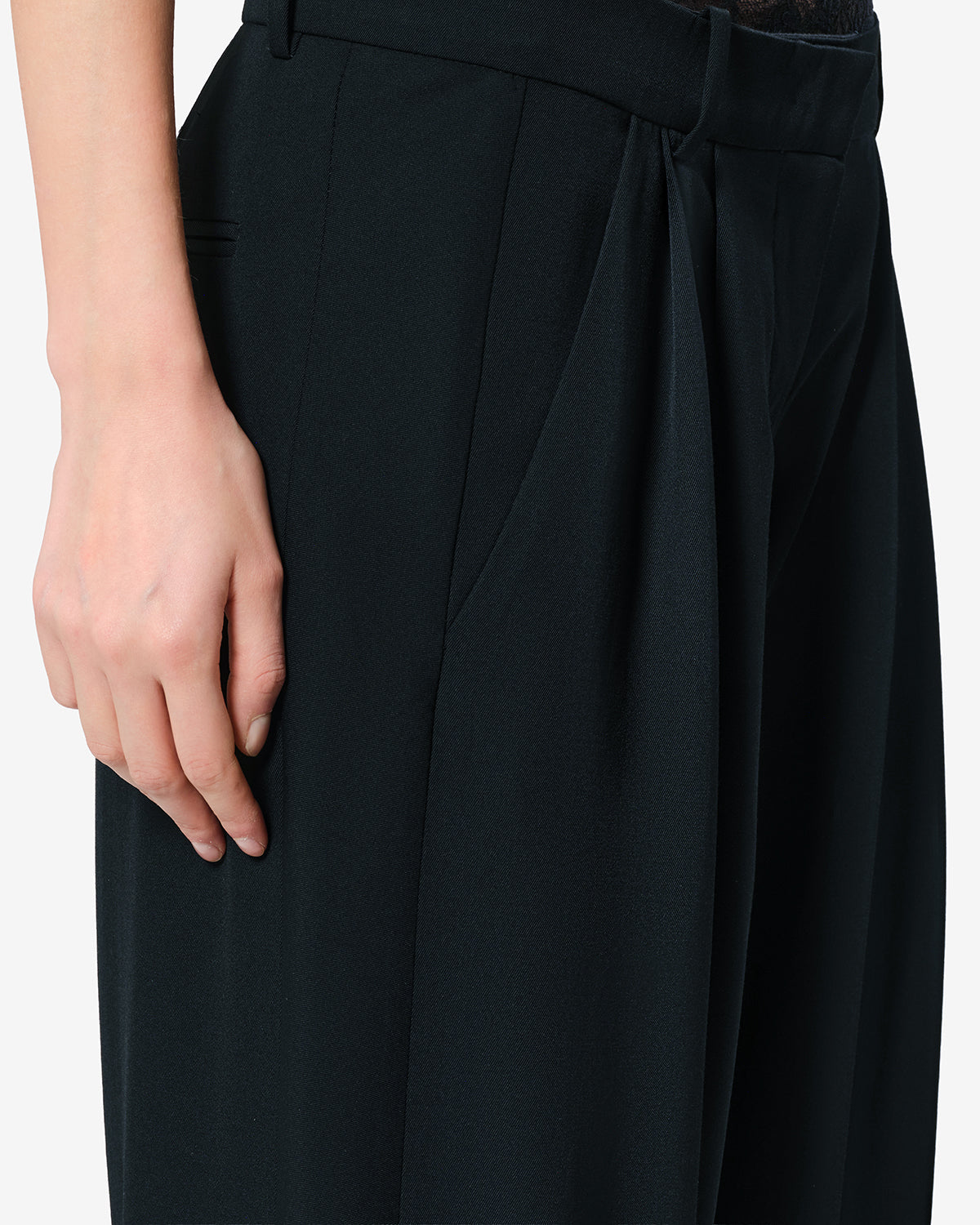 Pantalon Lyda en laine — Noir, vue 3 ; référence PA0803FAD4F01I01BK