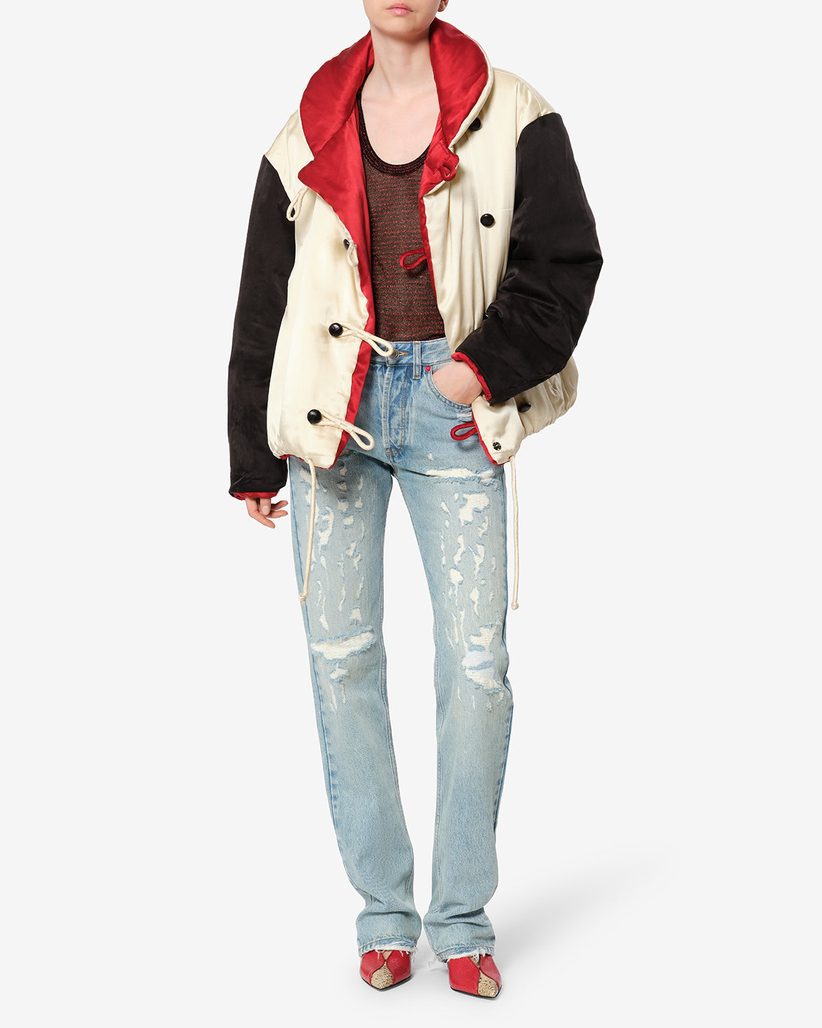 Manteau Bleza en soie — Champagne, vue 2 ; référence MA0585FAD4C03I23CH