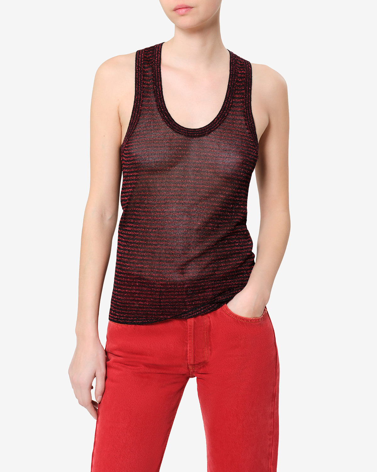 Débardeur Cevara — Noir-rouge, vue 1 ; référence PU0992FAD4L10IBKRD