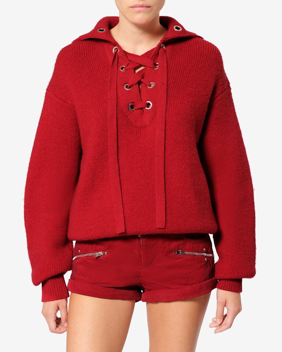 Pull Ydalia en laine — Rouge, vue 1 ; référence PU1009FAD4L01I70RD