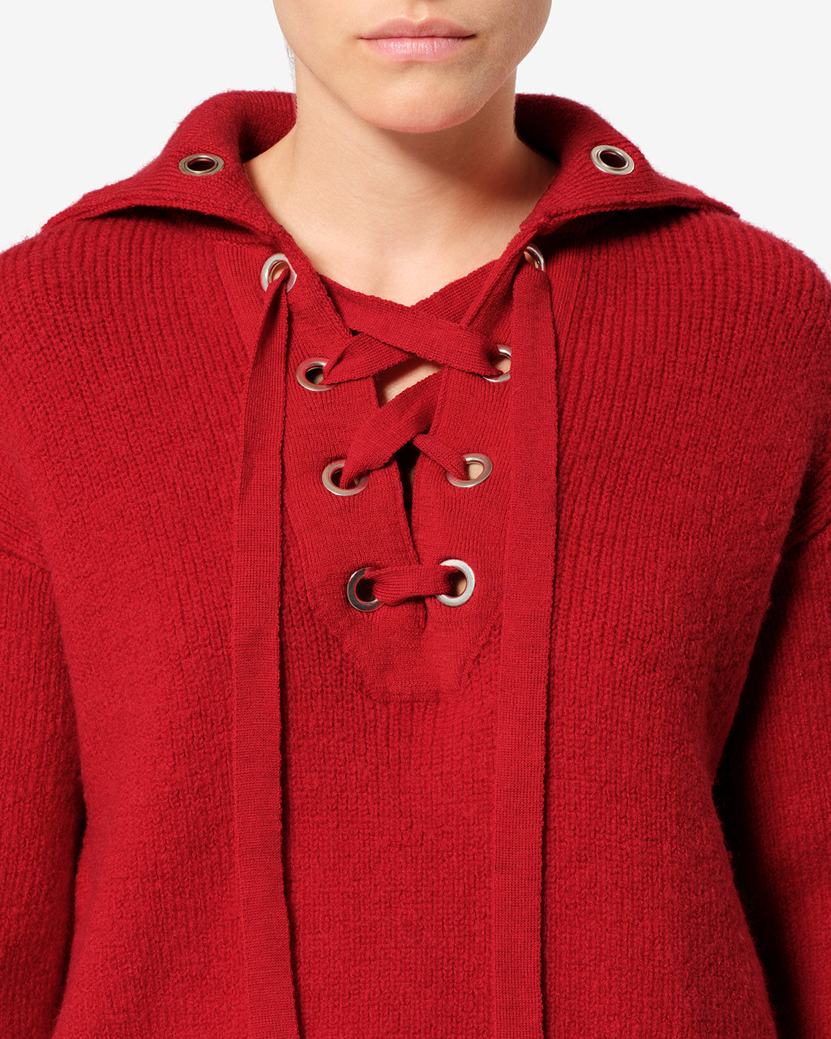 Pull Ydalia en laine — Rouge, vue 3 ; référence PU1009FAD4L01I70RD