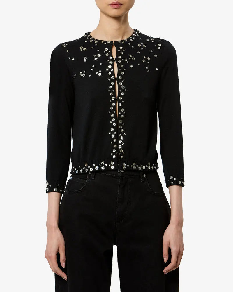 Cardigan Amaria en soie, Noir, Isabel Marant — vue 1
