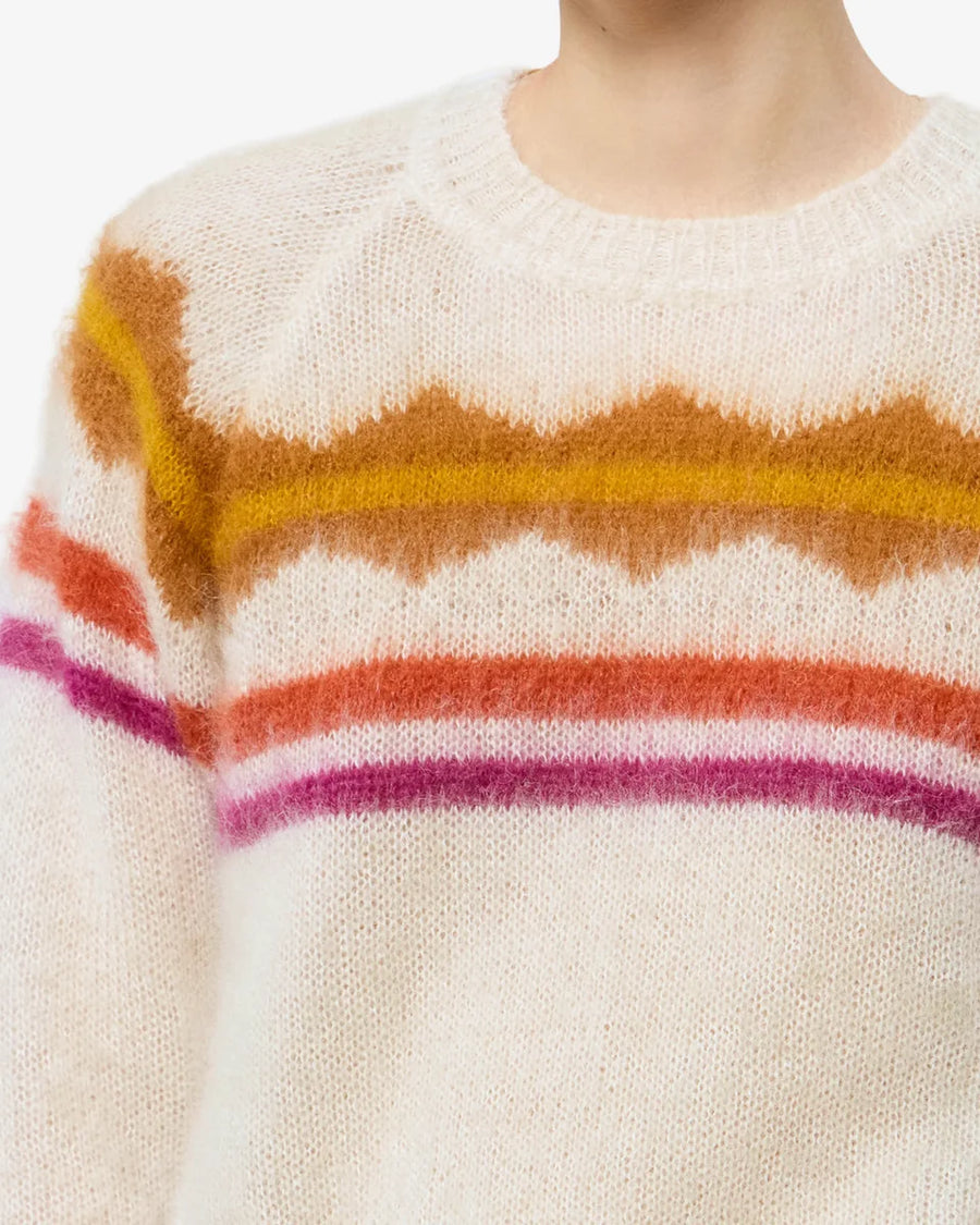 Pull Monette écru à rayures multicolores Marant Étoile, détail