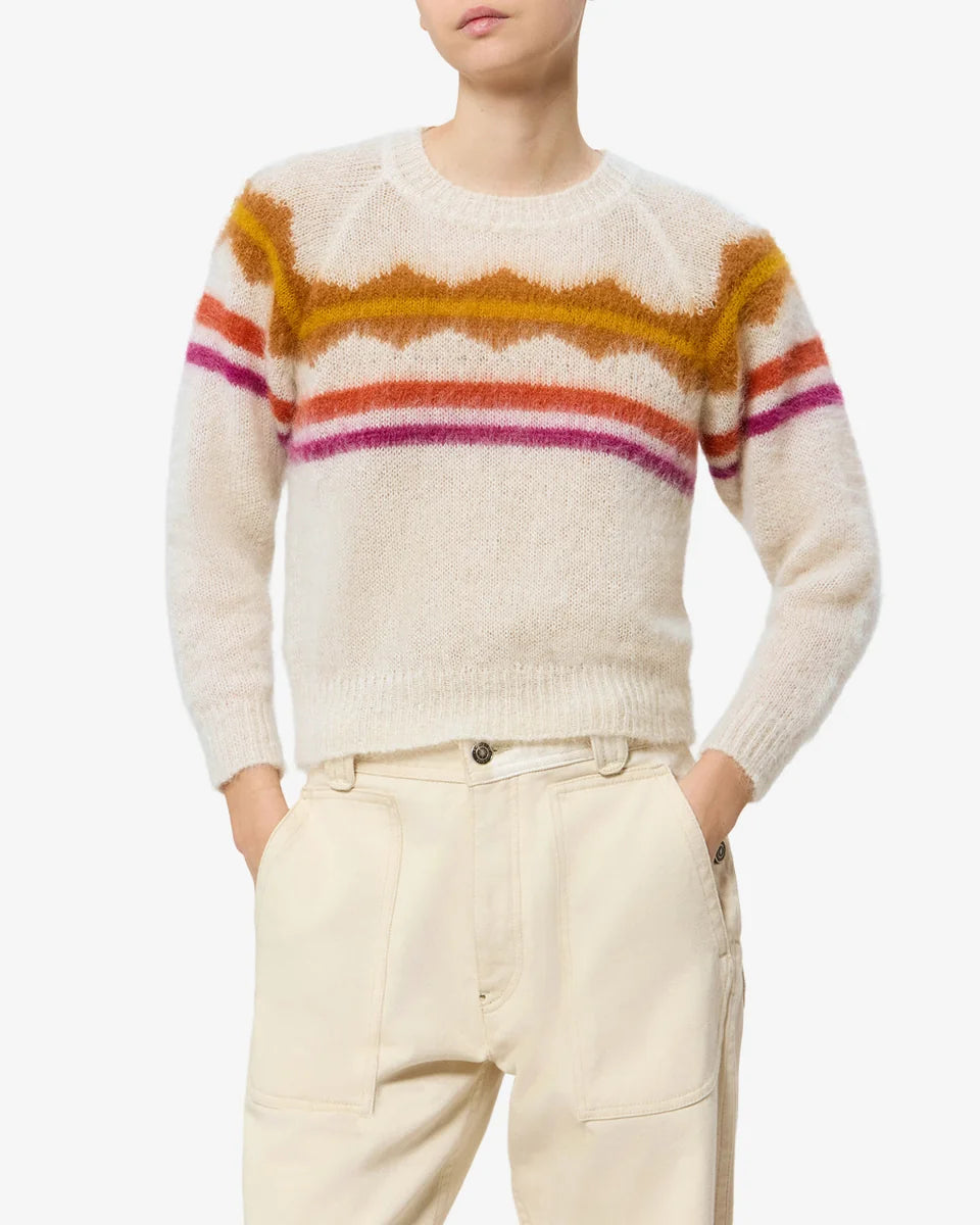 Pull Monette écru à rayures multicolores Marant Étoile, troisième vue