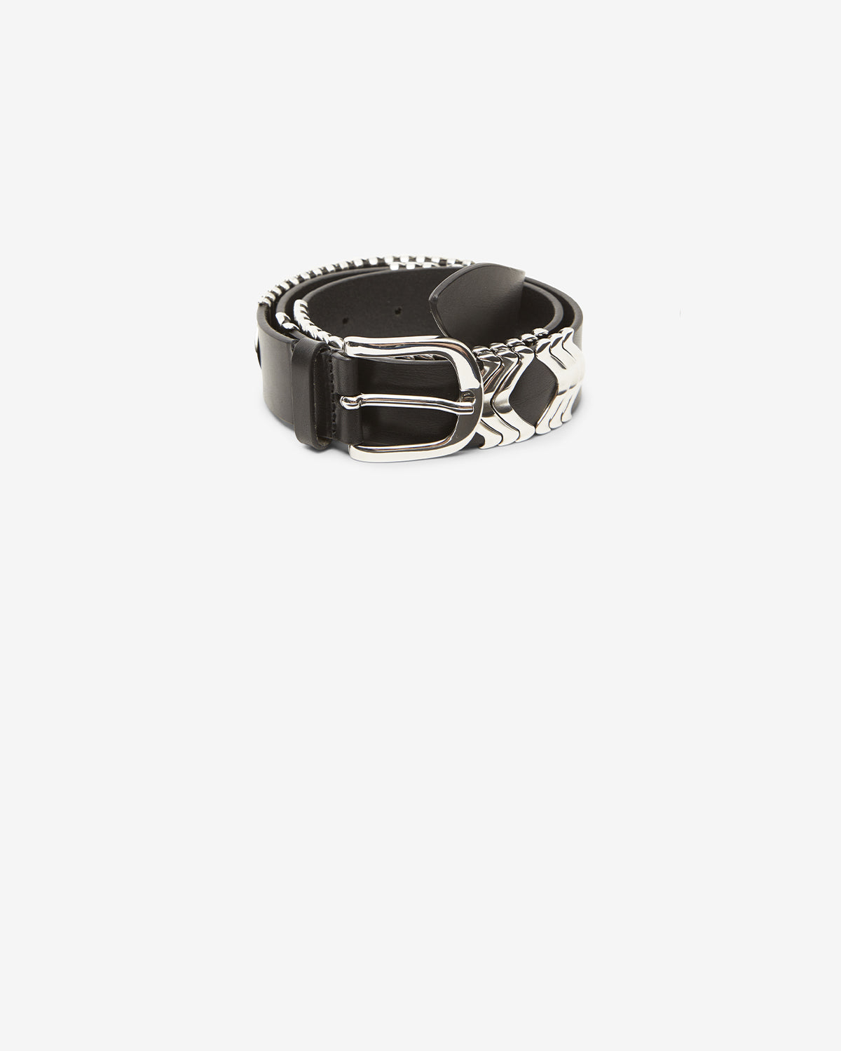 Ceinture Tehora En Cuir — Noir et argenté, vue 1 ; référence CE001BFAA1A01ABKSI