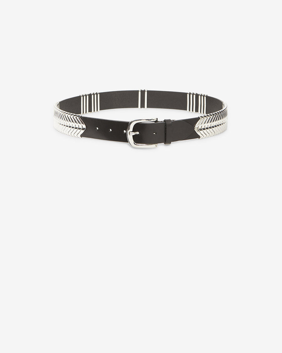 Ceinture Tehora En Cuir — Noir et argenté, vue 2 ; référence CE001BFAA1A01ABKSI