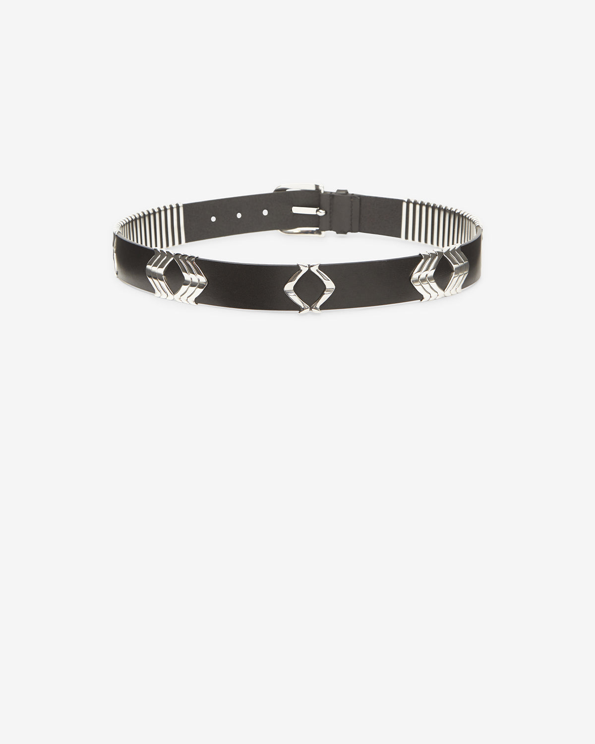 Ceinture Tehora En Cuir — Noir et argenté, vue 3 ; référence CE001BFAA1A01ABKSI