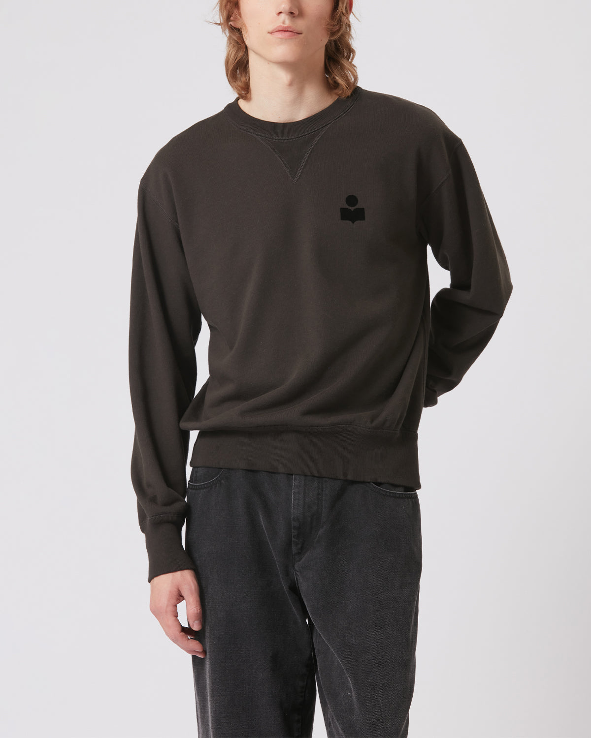 Sweatshirt Mike — Noir délavé, vue 1 ; référence SW0030HAA1M05H02FK