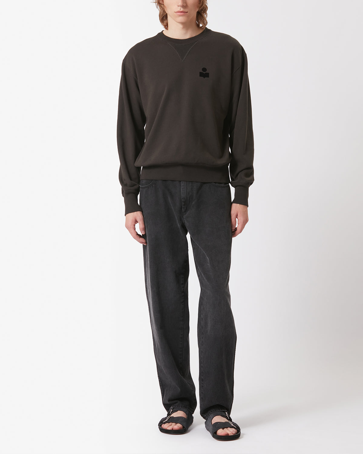Sweatshirt Mike — Noir délavé, vue 2 ; référence SW0030HAA1M05H02FK
