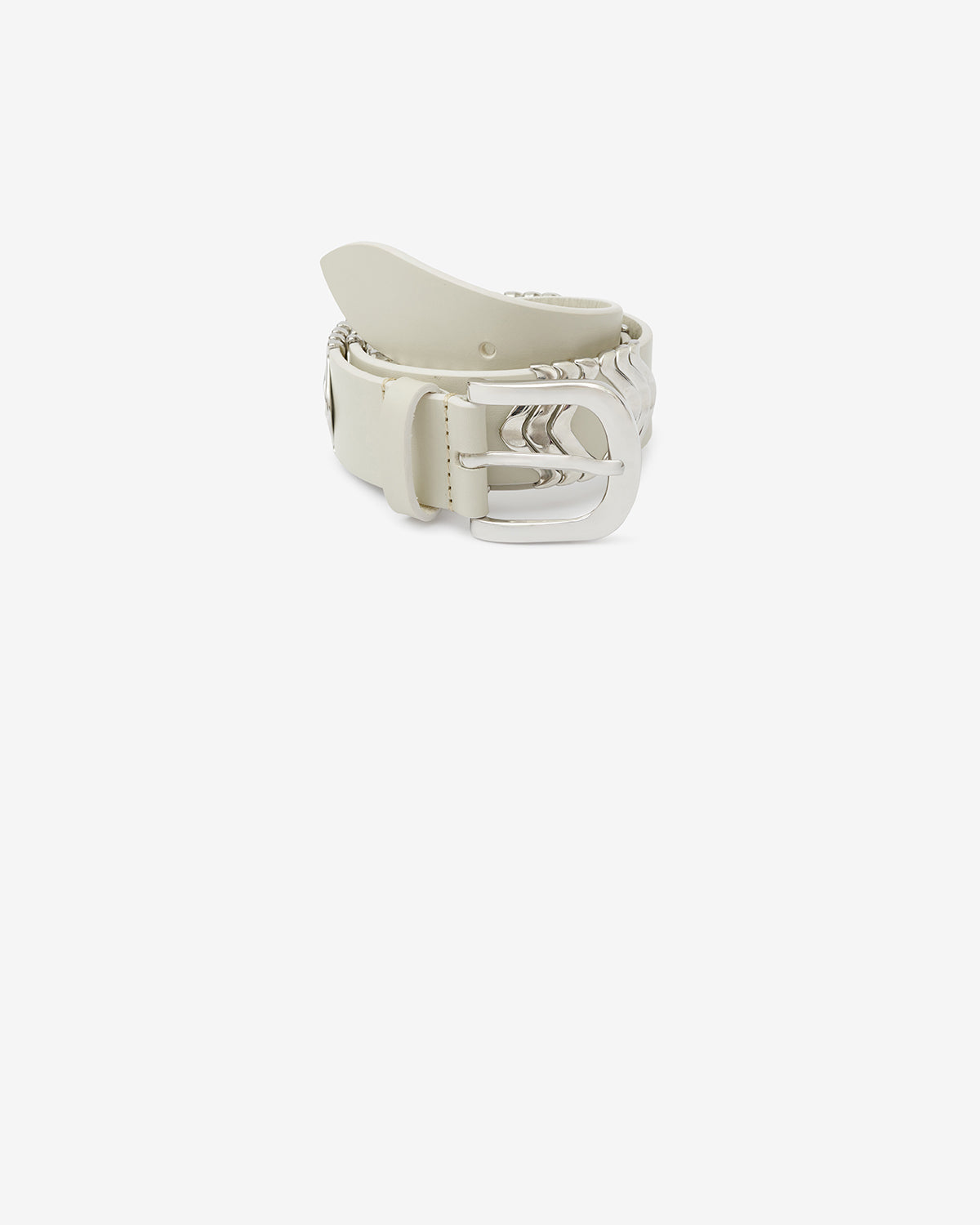 Ceinture Tehora en cuir — Écru-argenté, vue 1 ; référence CE001BFAA1A01ACKSI